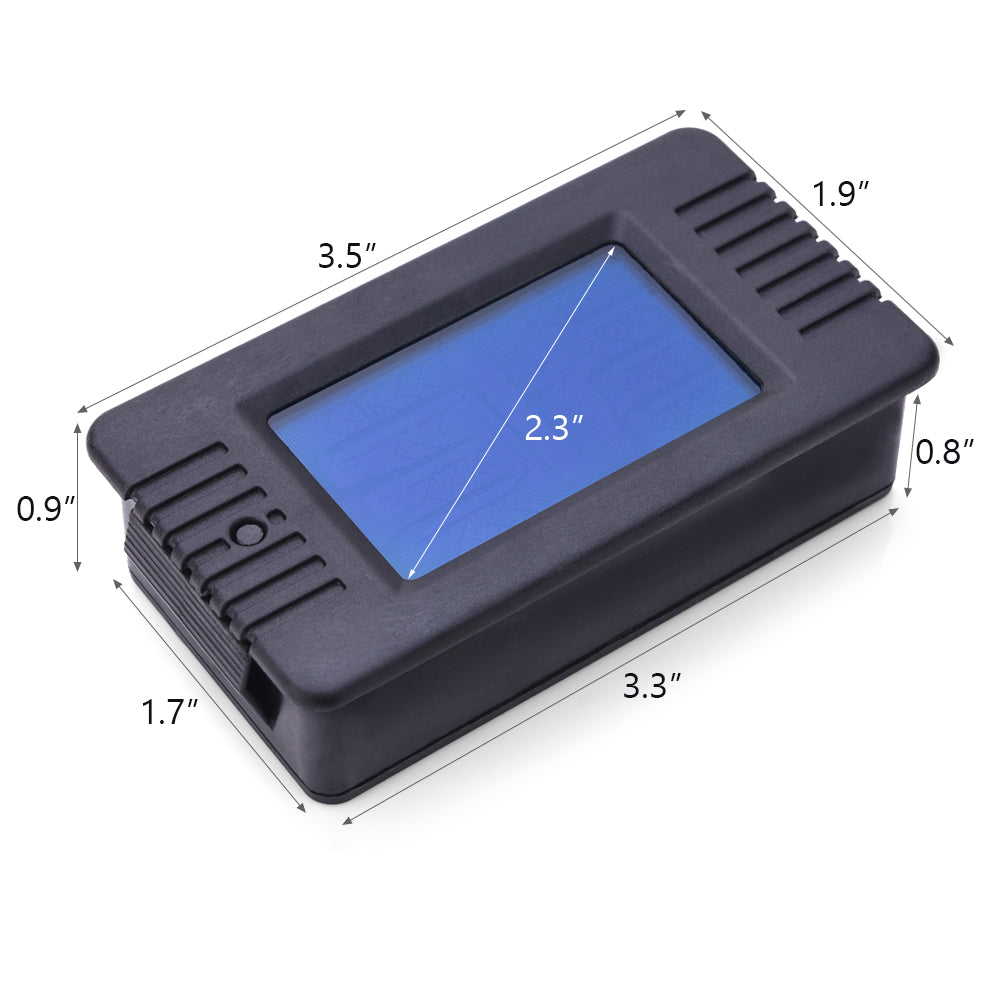 LCD Display DC Battery Monitor Meter 0-200V Voltmeter Ammeter for Cars RV Solar System
