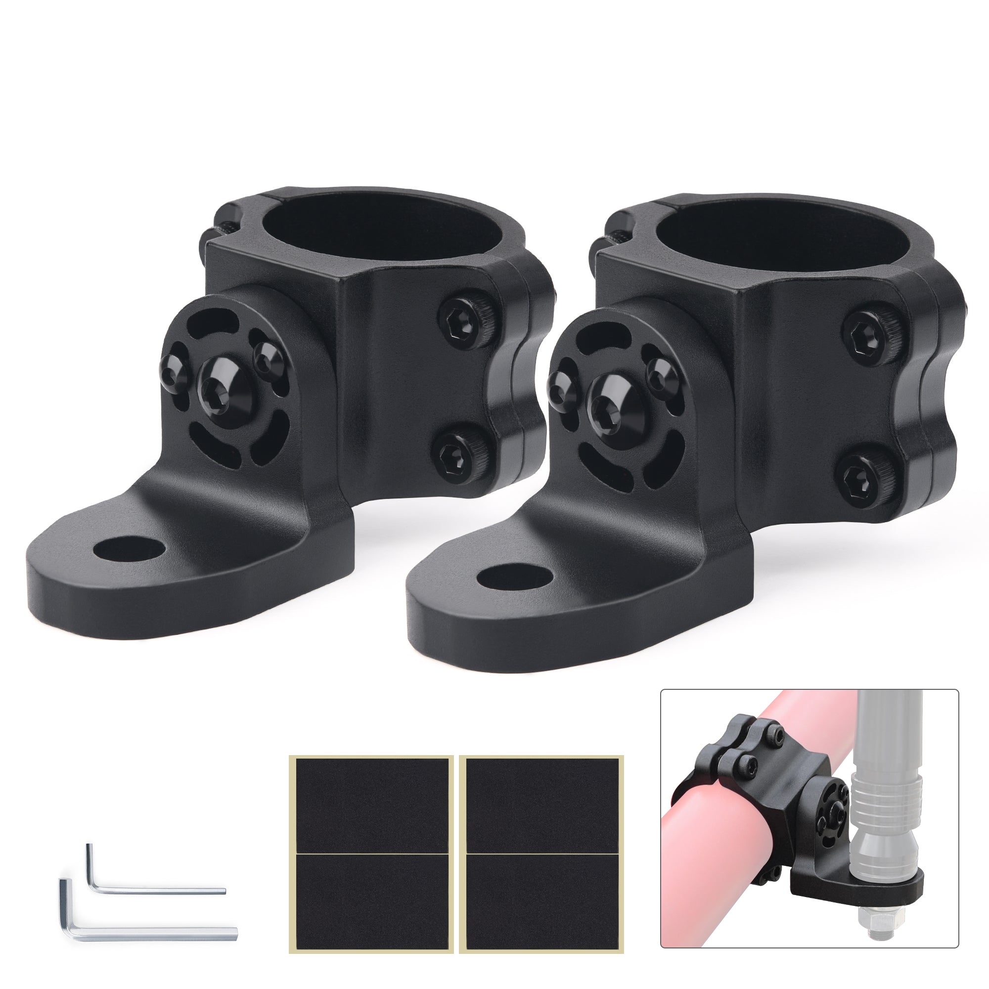 360° Adjustable UTV Flag Mount Whip Light Mount Antenna Bracket for 1.75 to 2 inch Roll Bar for All UTV Maverick X3 Commander