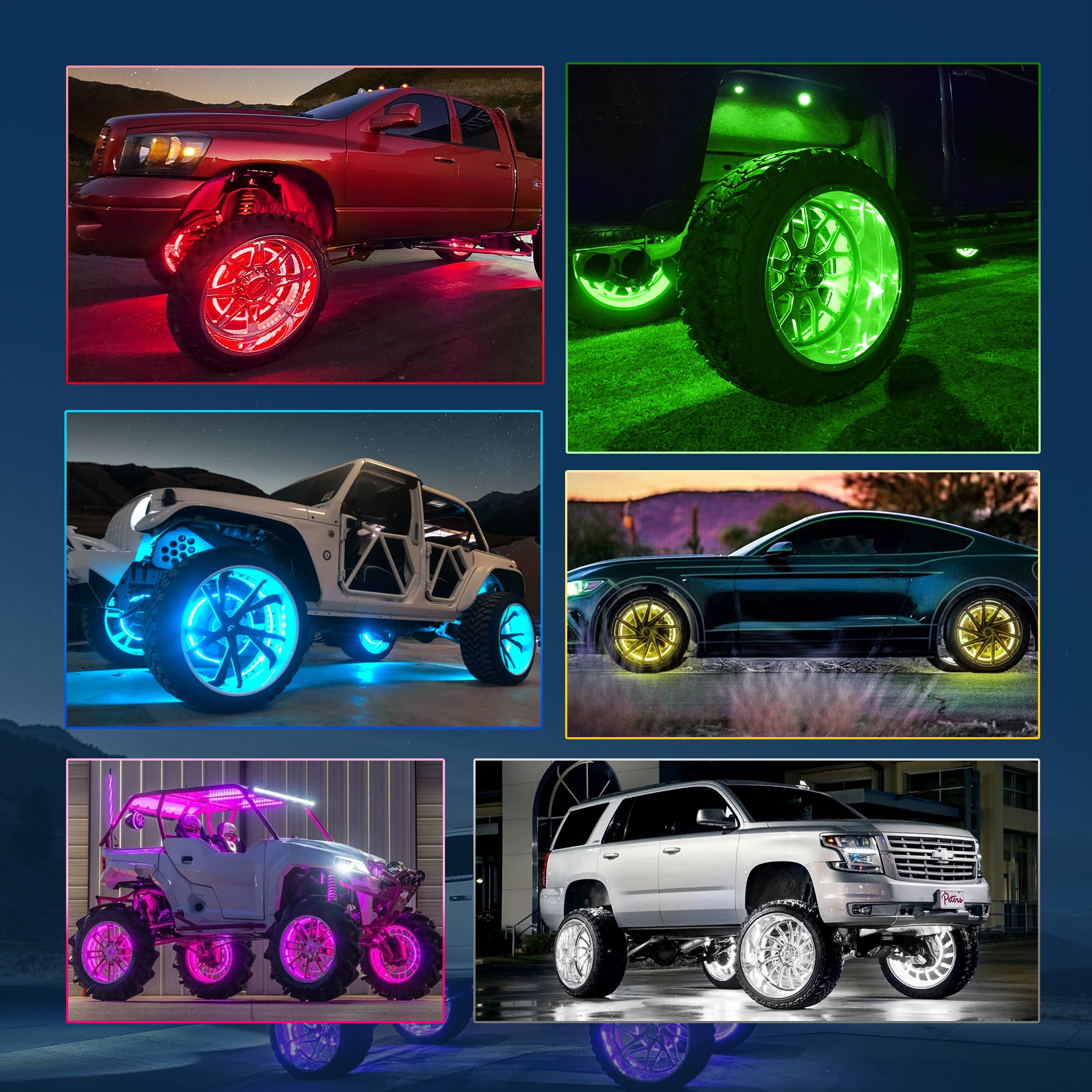 17.5″ V1 RGBW LED Wheel Ring Lights 4pcs Neon Wheel Rim Lights w/Turn Signal & Braking Function