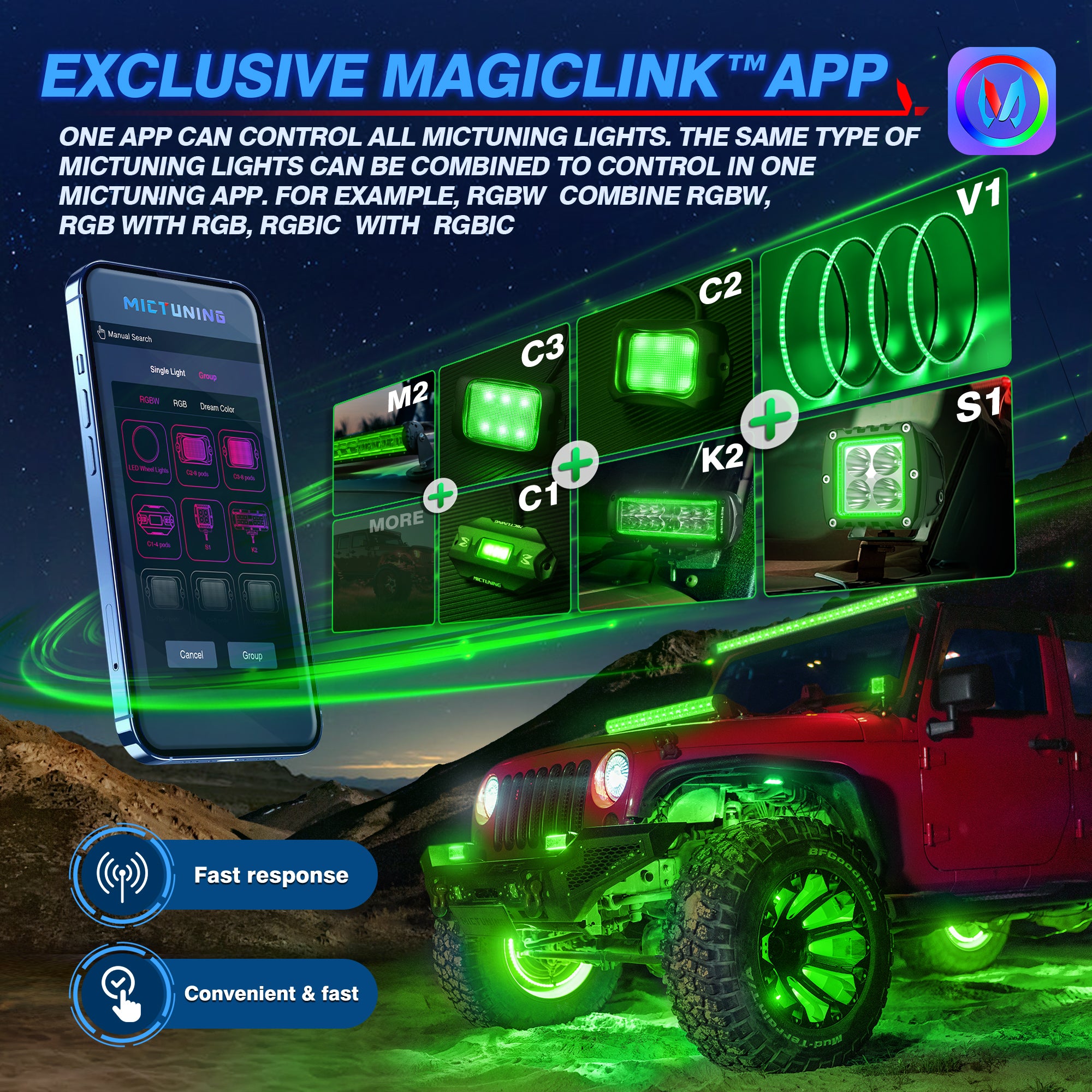 17.5″ V1 RGBW LED Wheel Ring Lights 4pcs Neon Wheel Rim Lights w/Turn Signal & Braking Function