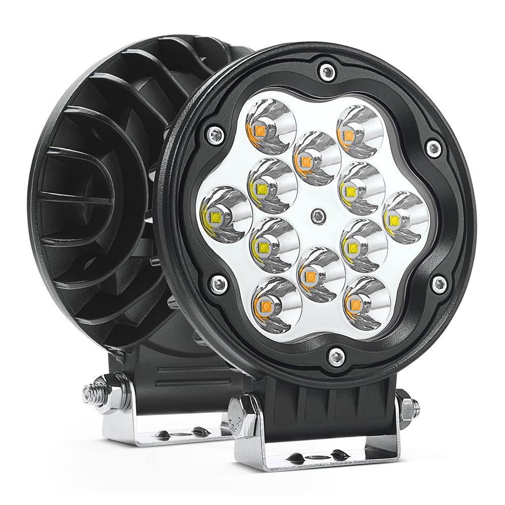 MICTUNING WR1 2Pcs 4.7 Inch 30W Round Driving Lights, 2918lm LED Light Pods Off Road Fog Lights with Amber Marker Light