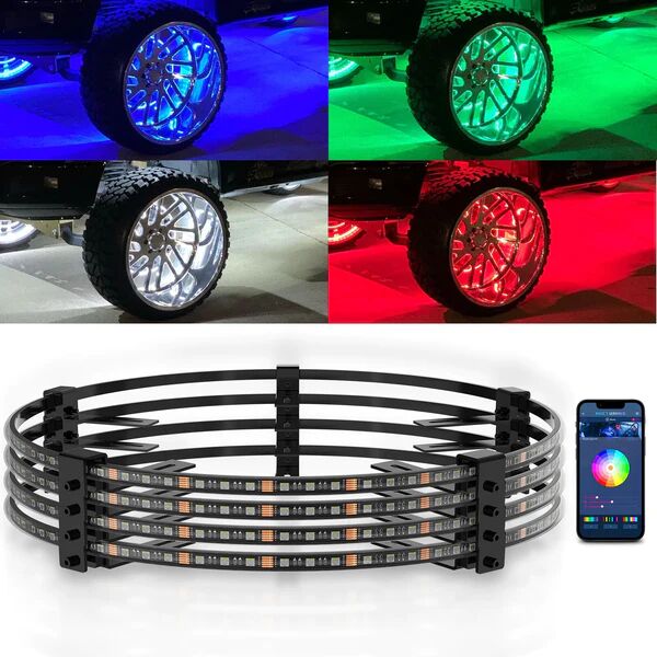 17.5″ V1 RGBW LED Wheel Ring Lights 4pcs Neon Wheel Rim Lights w/Turn Signal & Braking Function