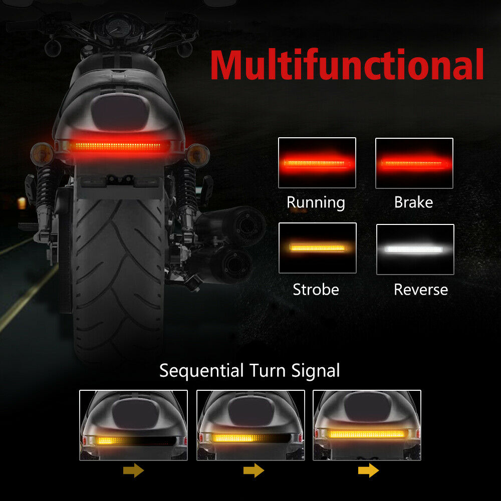 Motorcycle Tail Light Triple LED Strip Flexible Sequential Turn Signal