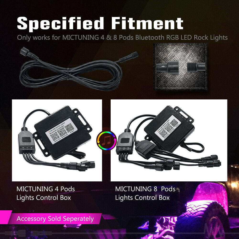 10FT 4Pin Extension Wire Cable - Only for 2nd-GEN(CM) RGB, Q1 RGB LED Rock Lights and P1S P8 P8Y P1C Series Swtich Panel