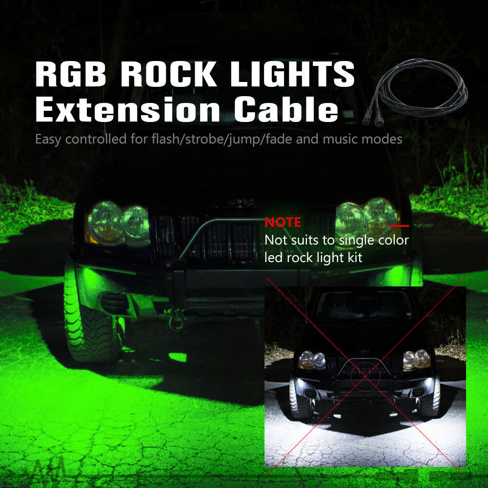 10FT 4Pin Extension Wire Cable - Only for 2nd-GEN(CM) RGB, Q1 RGB LED Rock Lights and P1S P8 P8Y P1C Series Swtich Panel