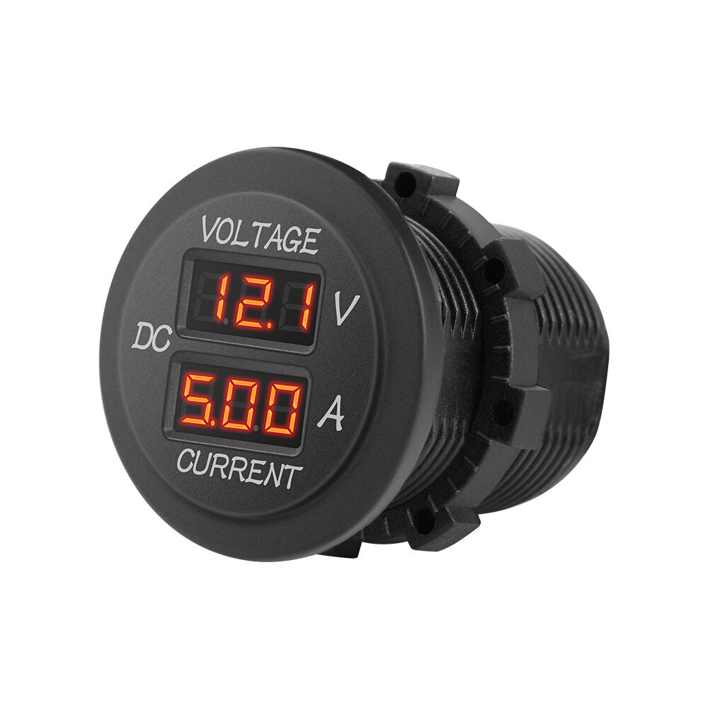 Red LED Digital Display Volt Meter Ammeter Voltage Round Car Voltmeter
