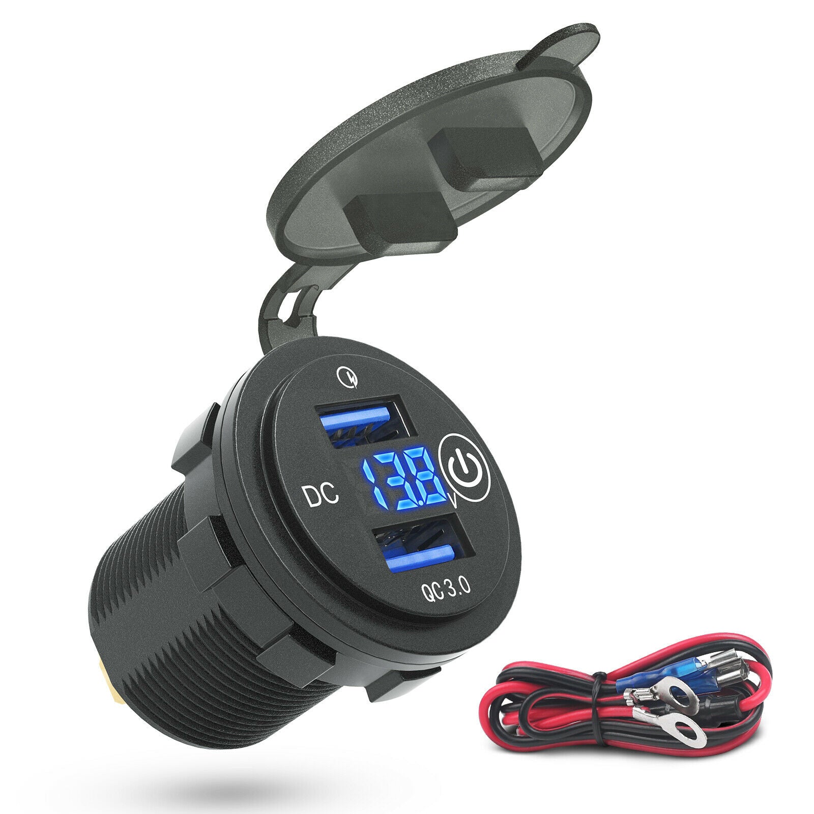 Chargeur USB QC3.0 modifié pour moto, affichage du voltmètre LED, prise de  chargeur pour touristes, pièces Hurc, accessoires de modification