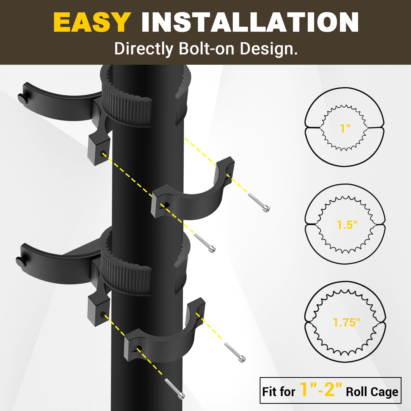 UTV Fire Extinguisher Holder, Adjustable Quick Release Rubber Strap Fire Extinguisher Mount Bracket Fit 1" to 2" Roll Cage