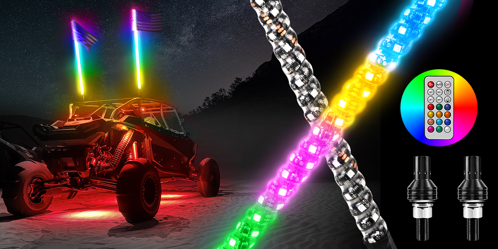 Illuminate Your Nighttime Adventures with MICTUNING RGB+IC LED Whip Lights Kit