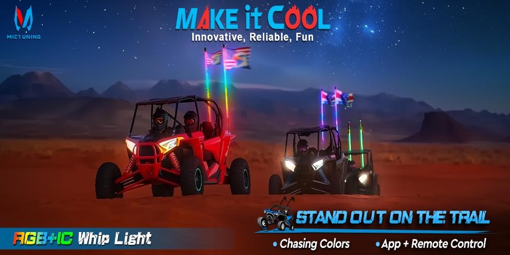 Elevate Your Off-Road Adventures with MICTUNING RGB+IC LED Whip Lights Series