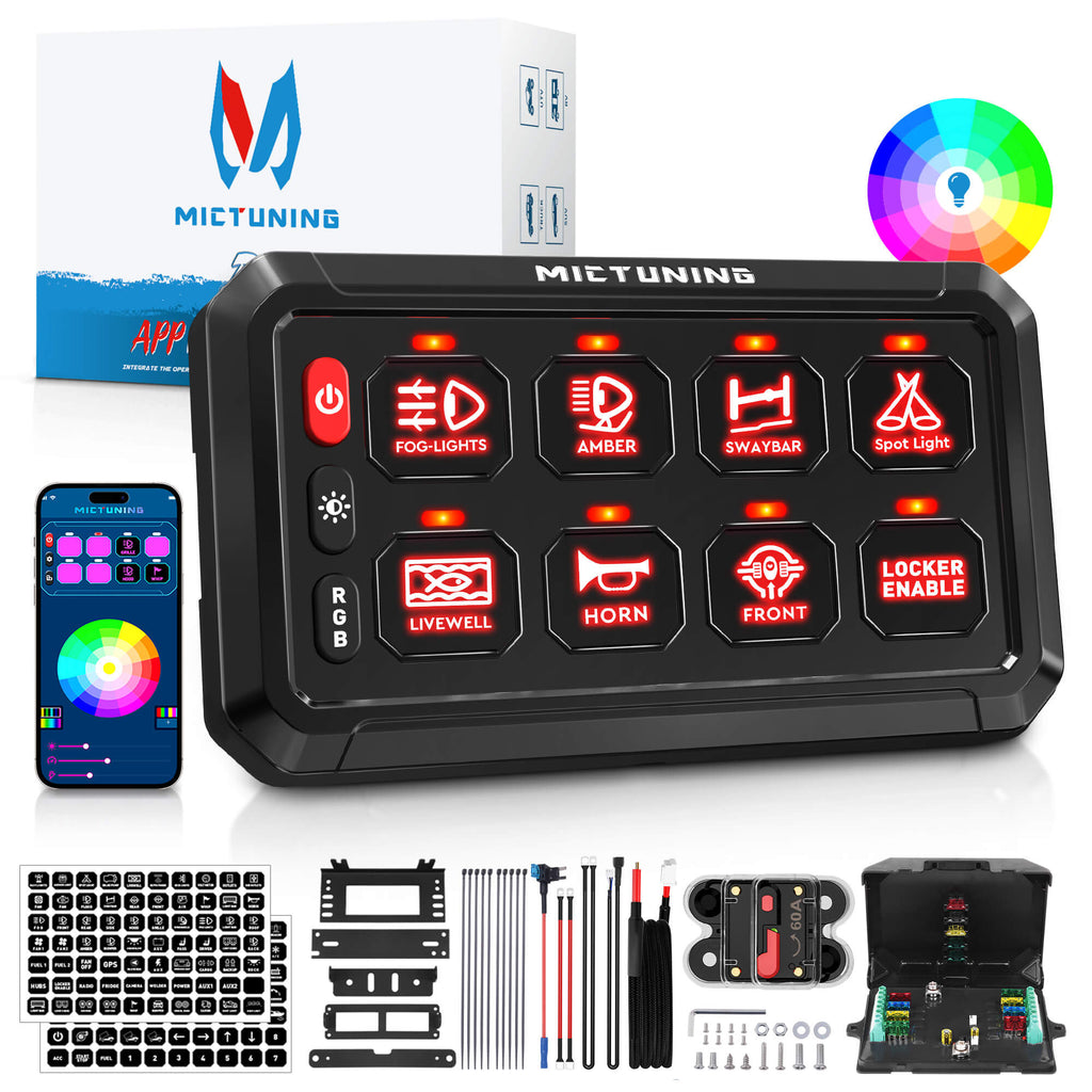 MICTUNING Bluetooth RGB Switch Panel, 8/12 Gang 5 Inch Automotive ...