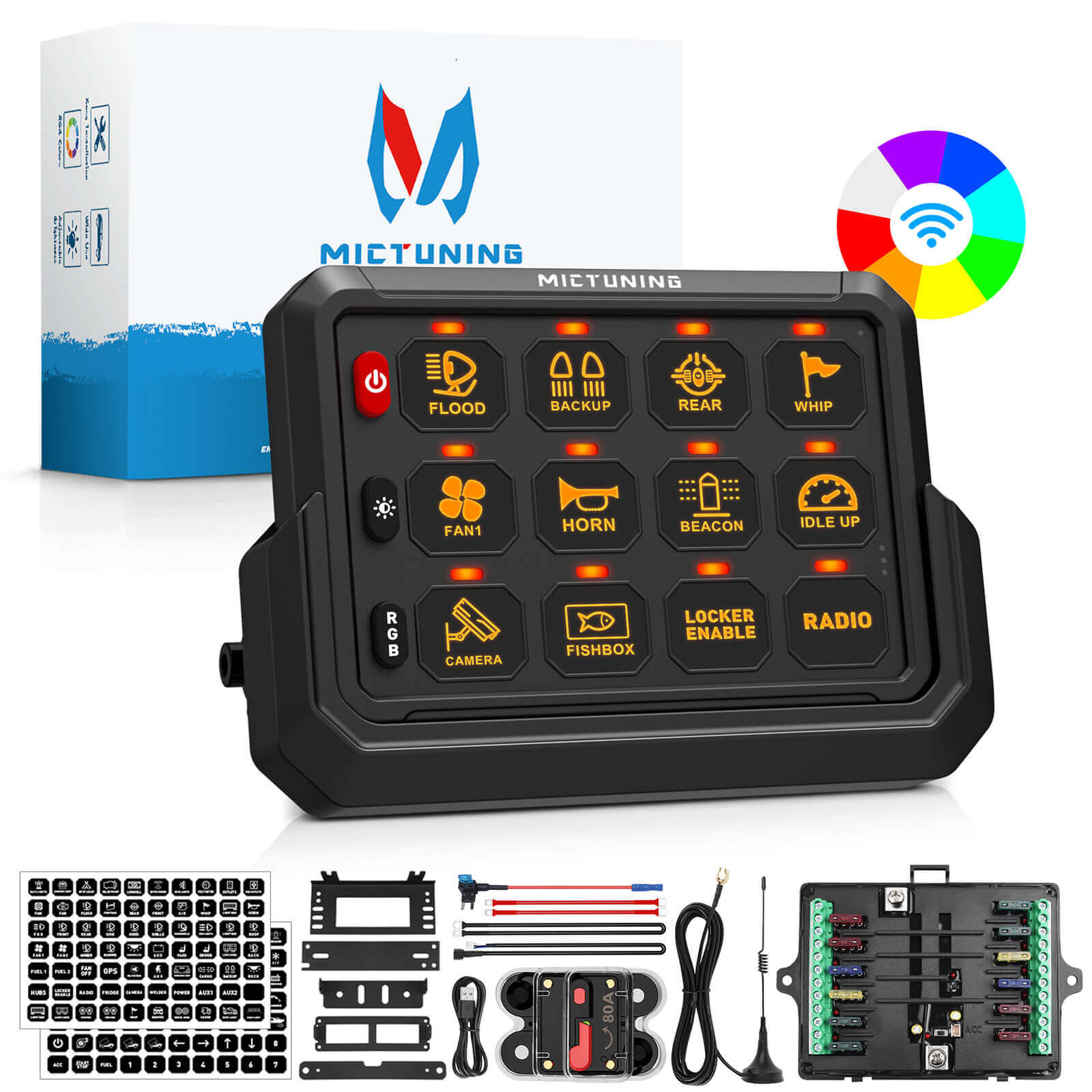 Wireless RGB Switch Panel P1s-AC Bundle with C2 RGB+IC LED Rock Lights Kit