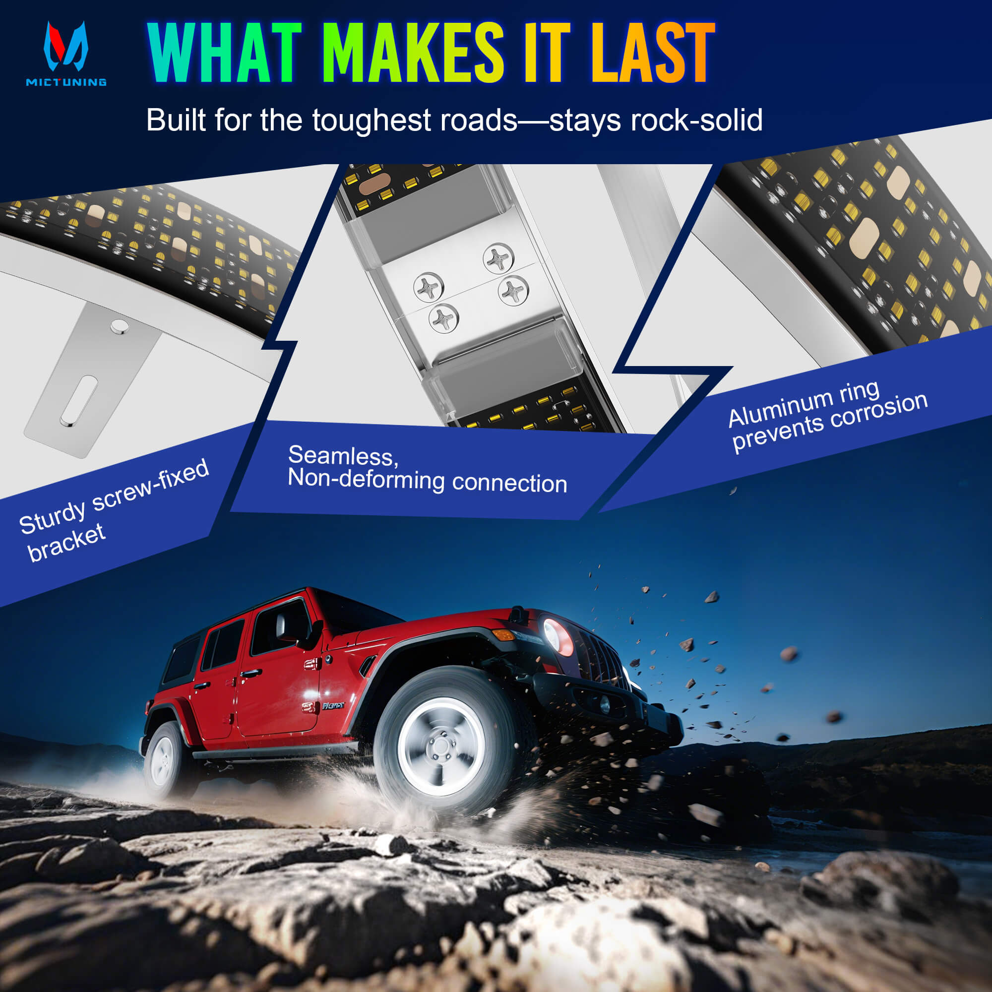 15.5"/17" 5-Row Pure White Wheel Lights, Ultra-Bright Wheel Ring Lights for for Truck SUV Car Offroad, IP68 Waterproof