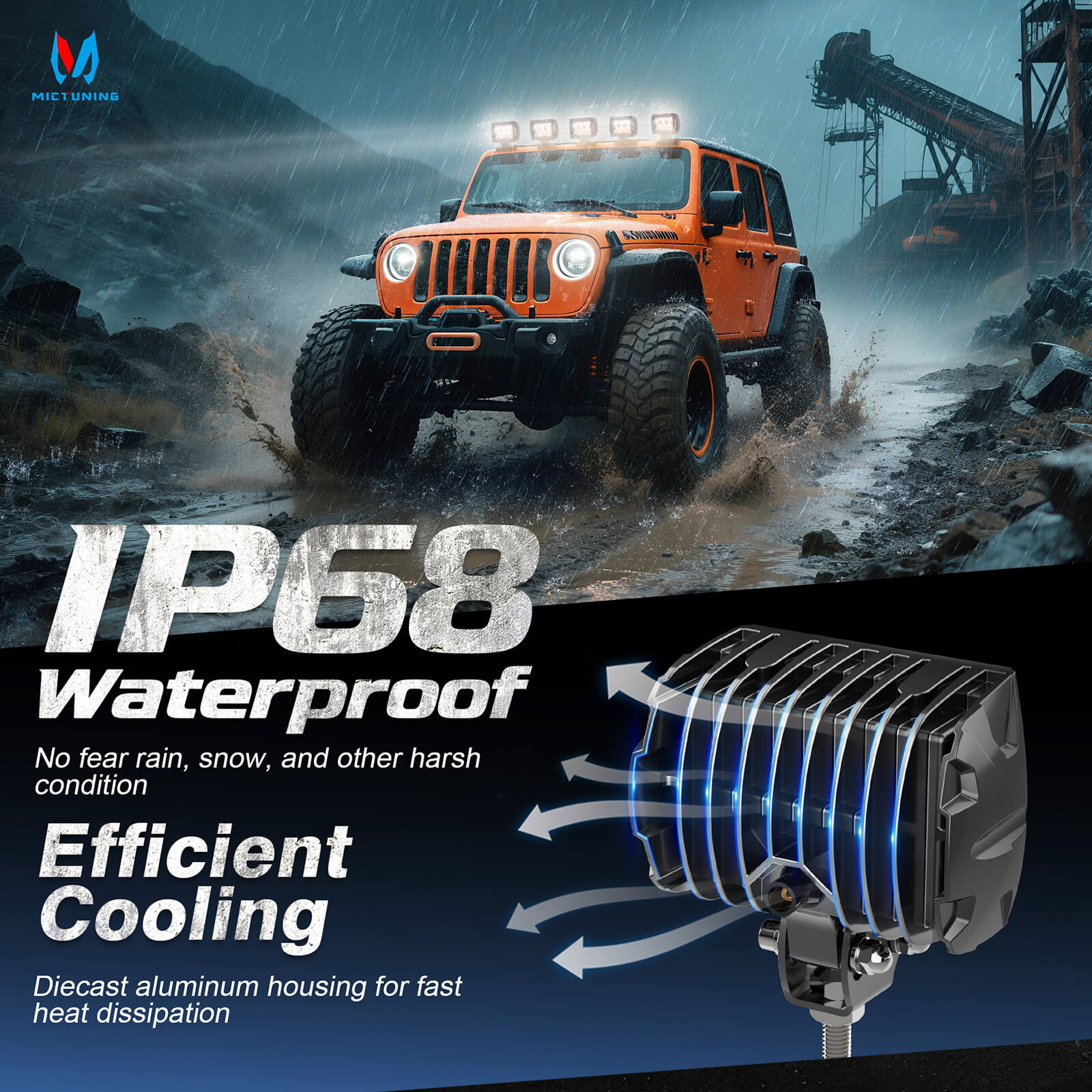 Upgraded K1 Dual-Color 6 Modes LED Pods Light 2pcs - 4 Inch IP68 Waterproof Led Off Road Lights Driving Fog Light, Flood/Spot