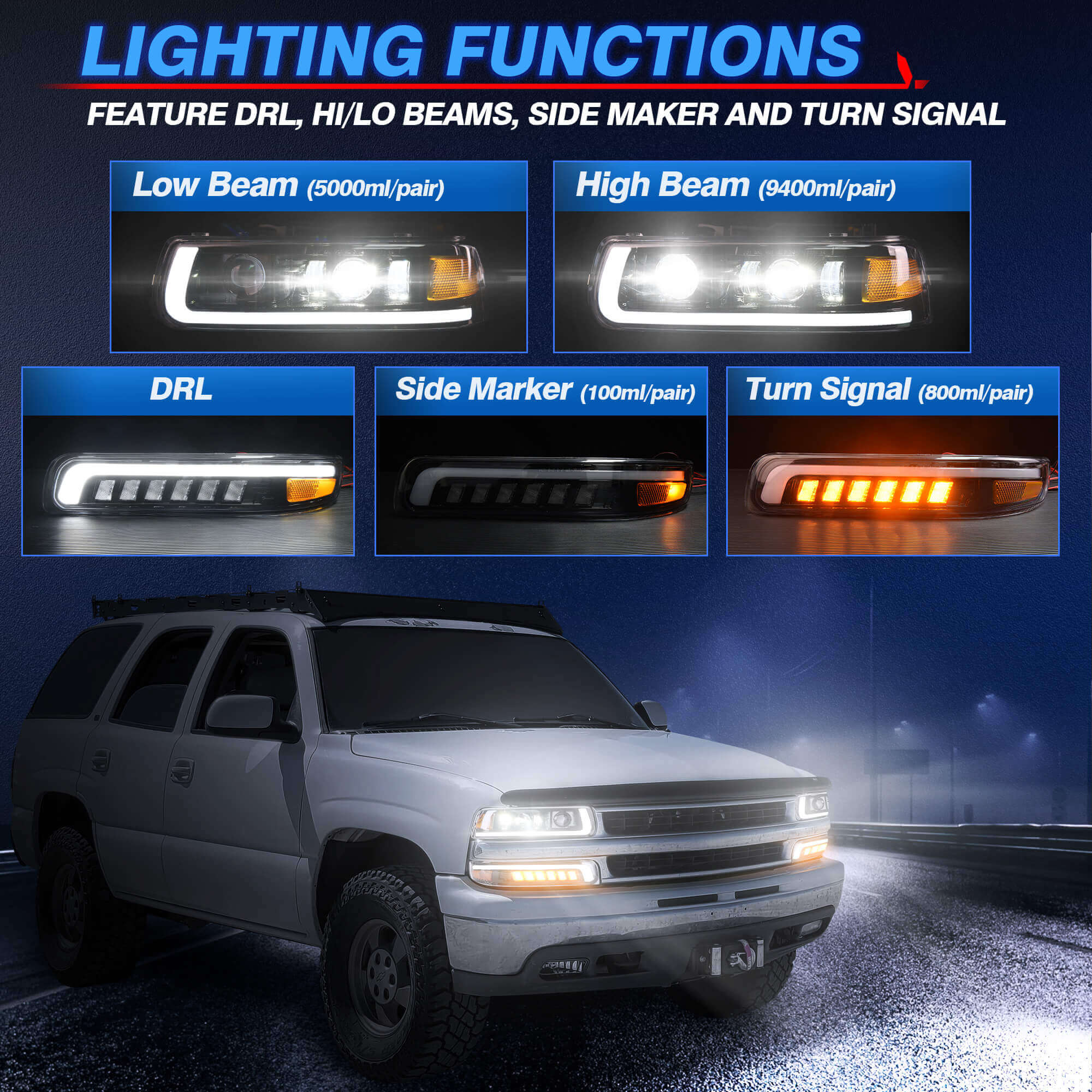 2004 tahoe on sale led headlights