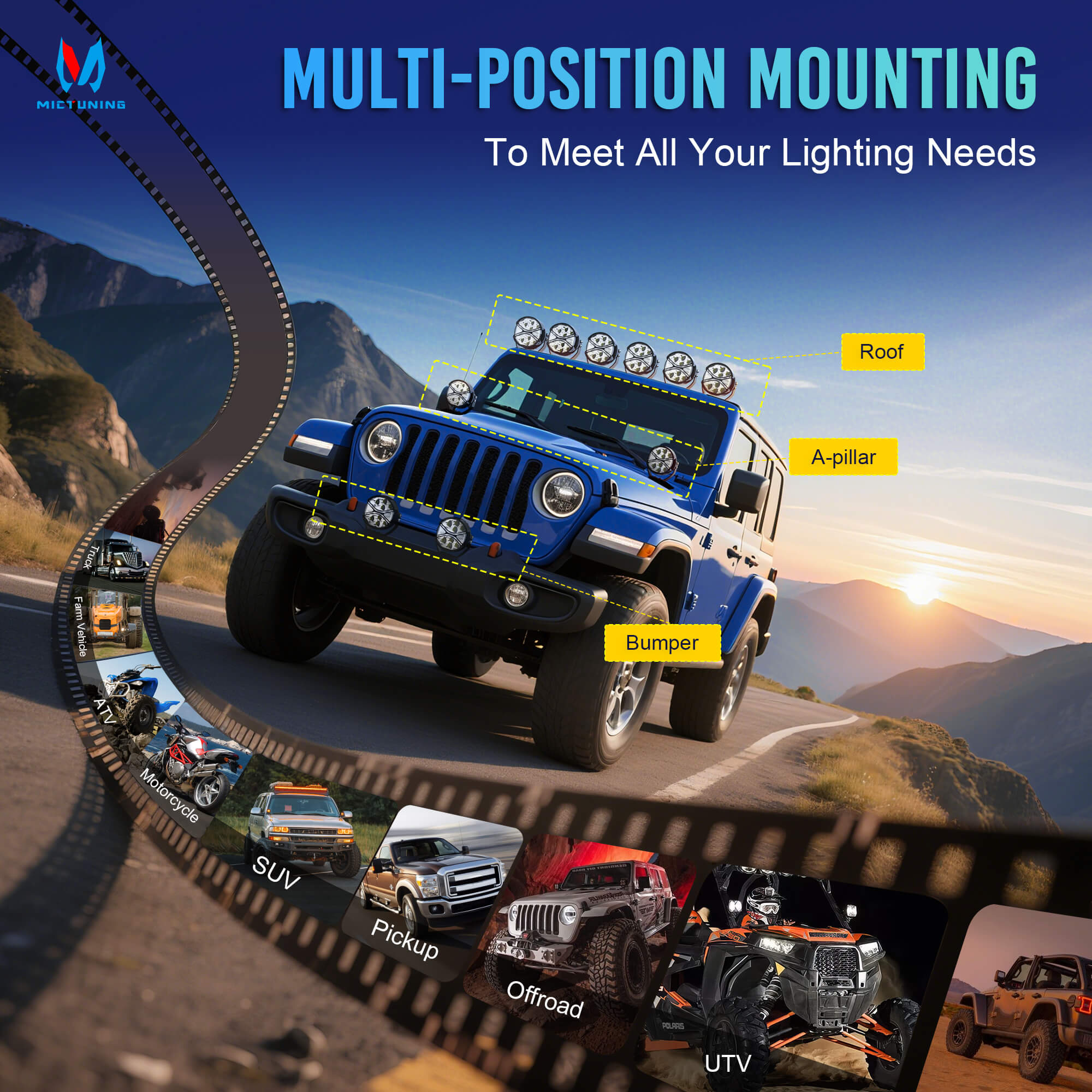 K6 4 Inch 160W LED White Light Pods Bundle with K8 Halo Ultra Pod Light, Offroad Driving Beam/Spot Beam, 4 Inch/5 Inch