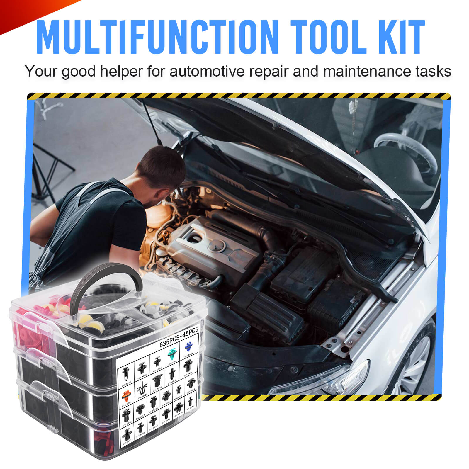 680pcs Car Mount Clips Auto Fasteners Removal Tool Kit, 22 Popular Size Nylon Bumper, Universal Mudguard Rivets Retainers Cable Ties