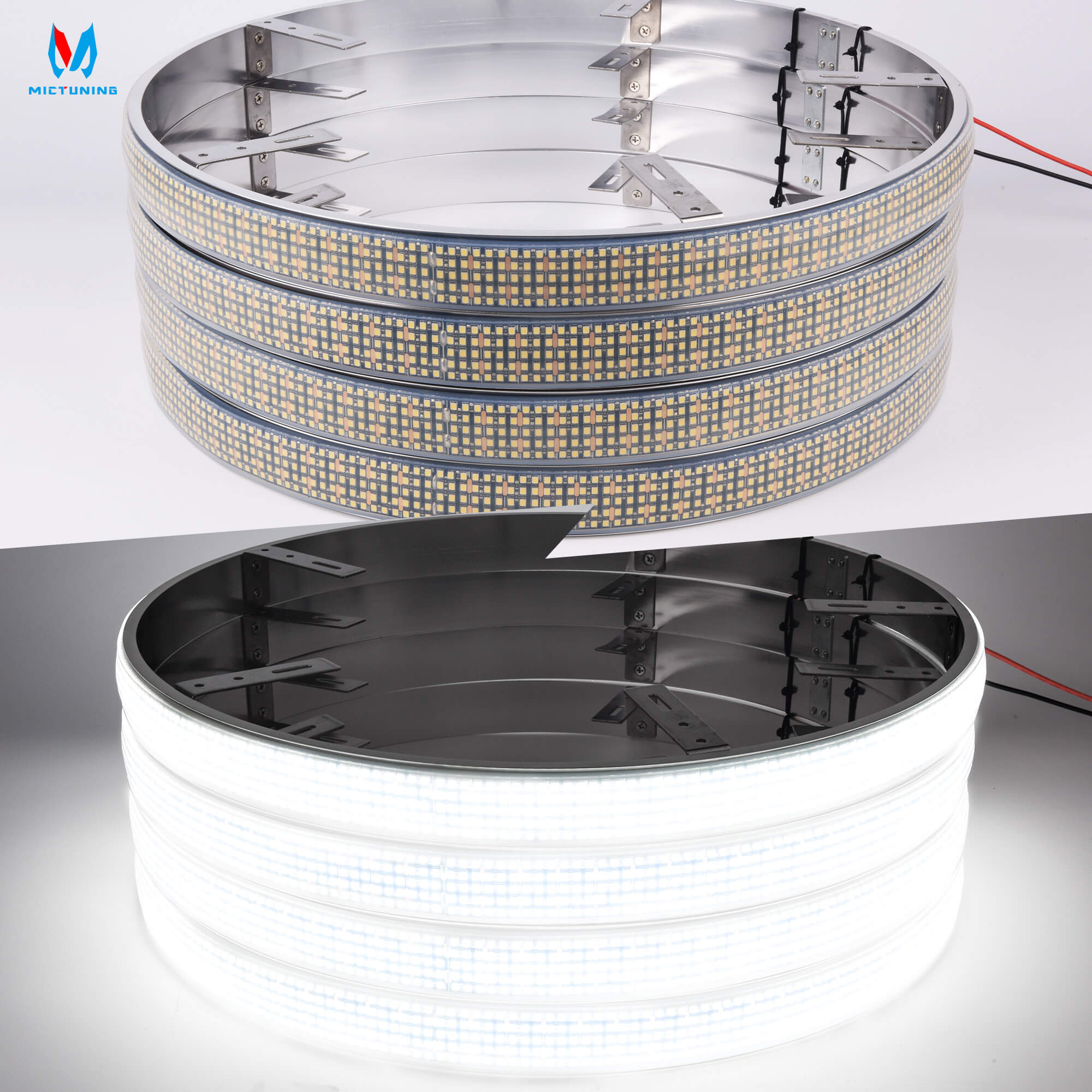 15.5"/17" 5-Row Pure White Wheel Lights, Ultra-Bright Wheel Ring Lights for for Truck SUV Car Offroad, IP68 Waterproof