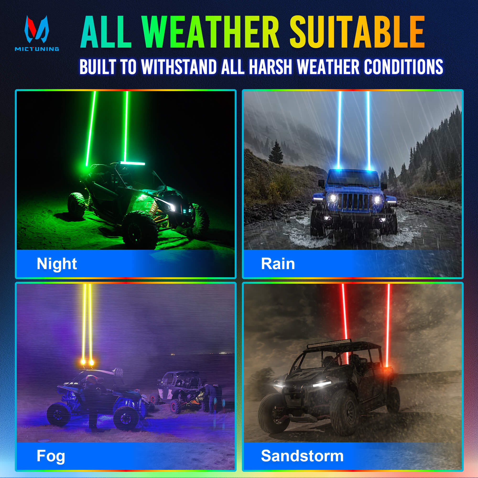 Laser Whip Lights, Whipless Antenna Laser Whip Light Spot Pods for UTV ATV Can Am Dune Buggy SXS RZR Polaris Golf Cart Trucks