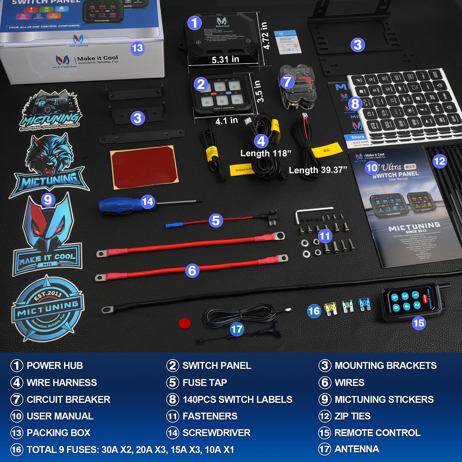 P8Y Ultra RGB Switch Panel with App & 230FT Remote Control, 6/8 Gang , IP67 Waterproof, Auto-Dimming