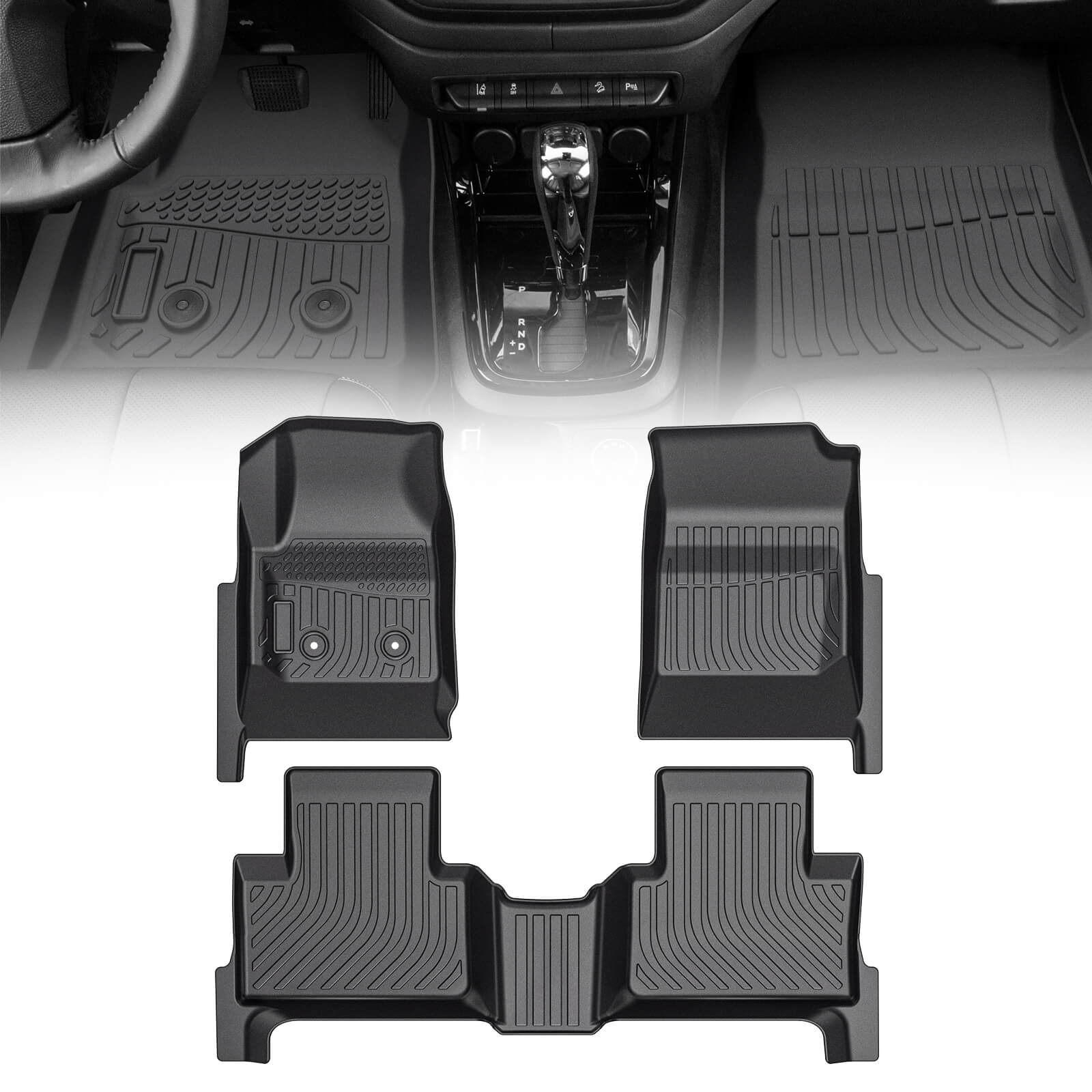 For Chevy Chevrolet Colorado Crew Cab 2015-2022 Floor Mats, 1st & 2nd Row Liner Set, Custom Fit TPE All Weather Car Liners