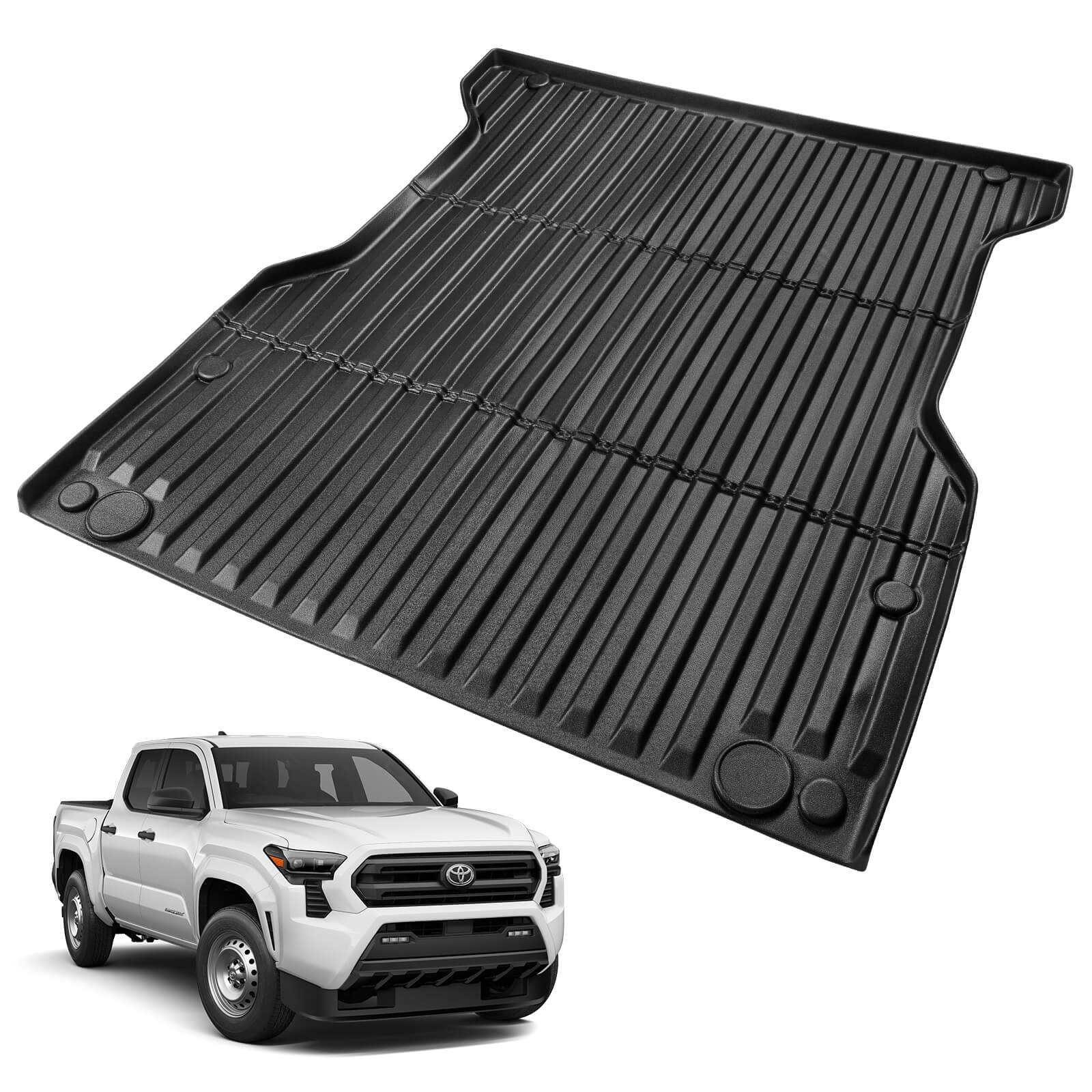 Fit for 2024 Toyota Tacoma Truck Bed Mat 5FT/6FT, Custom TPE Heavy Duty Pickup Car Bed Cargo Mat