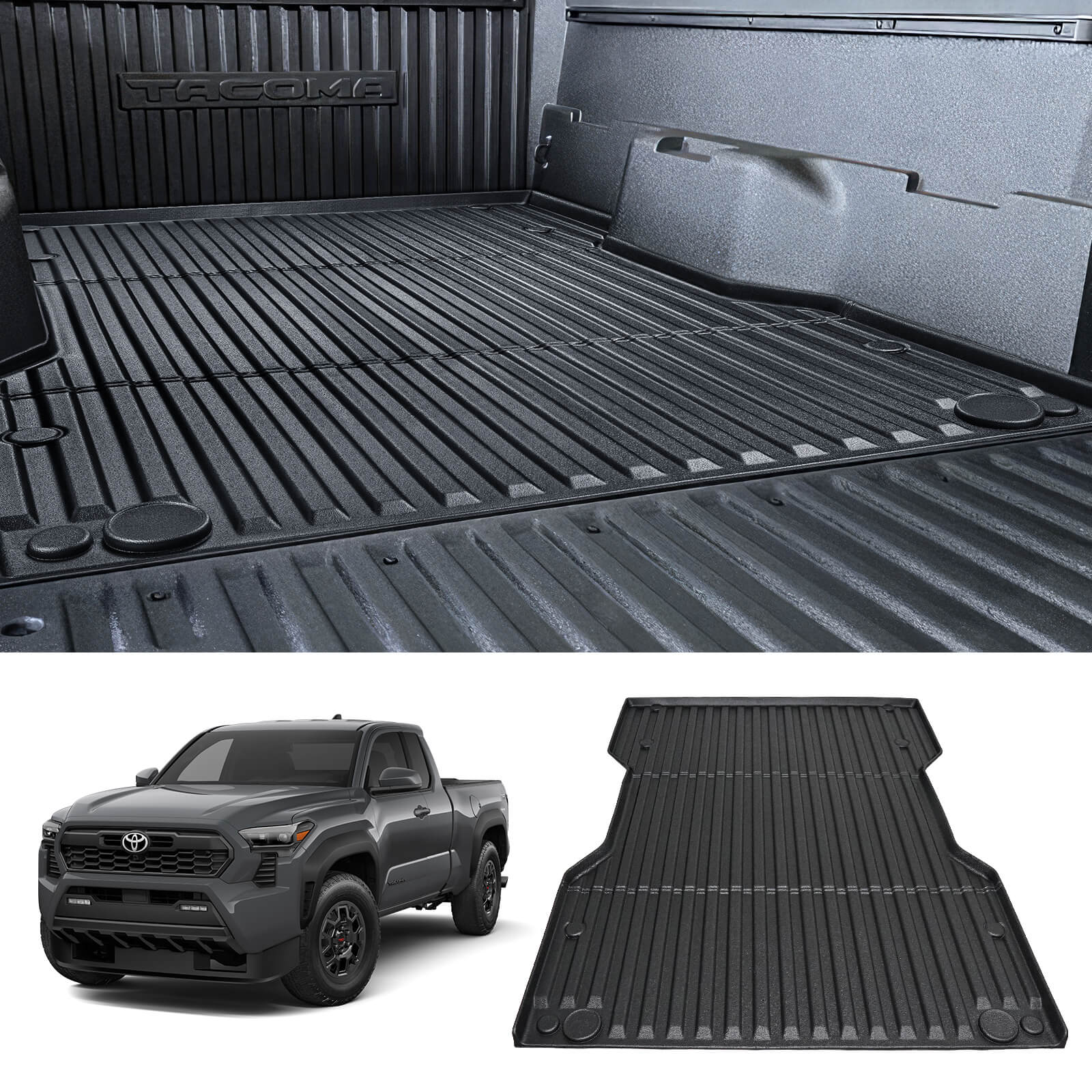 Fit for 2024 Toyota Tacoma Truck Bed Mat 5FT/6FT, Custom TPE Heavy Duty Pickup Car Bed Cargo Mat