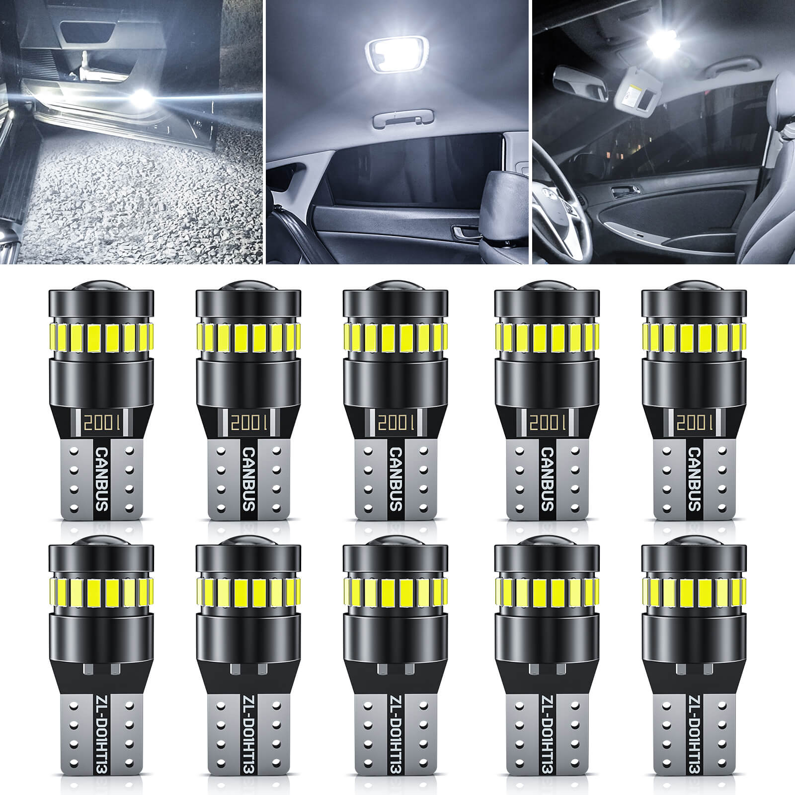 194 LED Bulbs Car T10 LED Bulbs for License Plate Light 168 175 2825 W5W T10,  3014SMD Chipsets 6000K White for Car Dome Door Map Dash Courtesy Cargo License Plate Lights,2pcs/10pcs