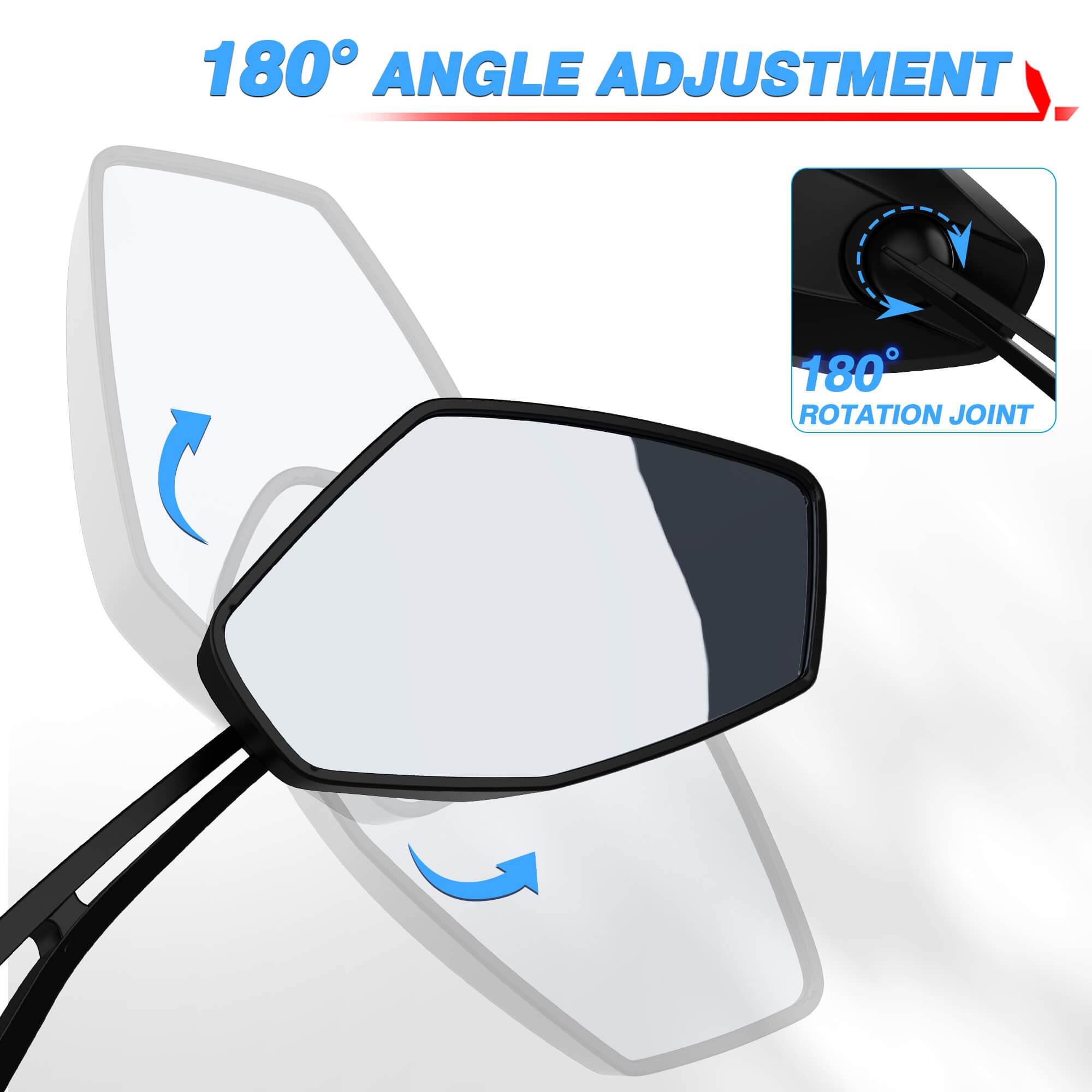 MICTUNING Motorcycle Rearview Mirrors Convex Blue Lens, 180