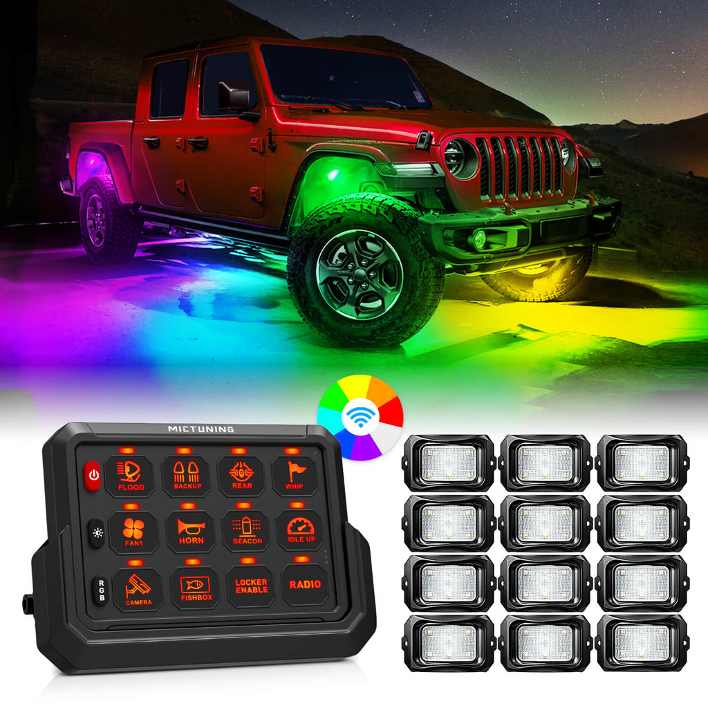 MICTUNING Wireless RGB Switch Panel P1s-AC Bundle with C2 RGB+IC LED ...
