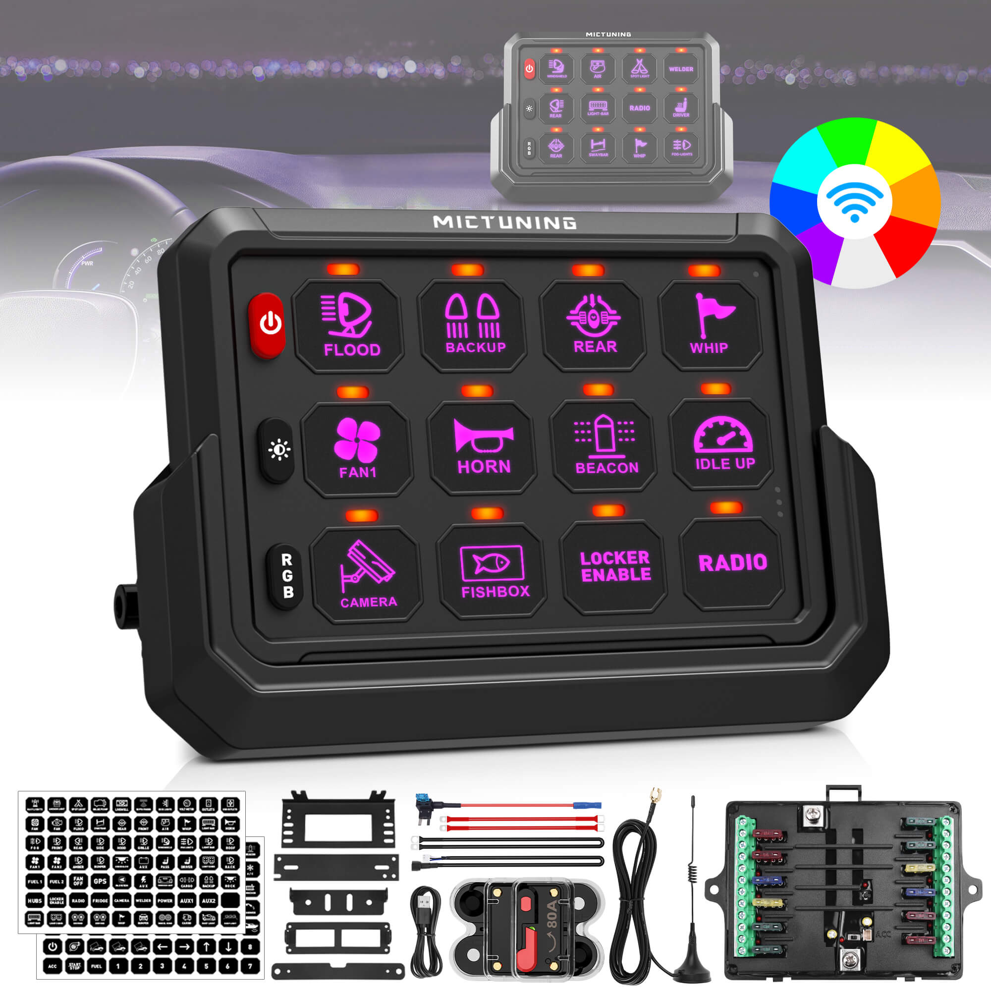 C3 RGBW Rock Lights Kit with Wireless RGB Switch Panel P1s-AC