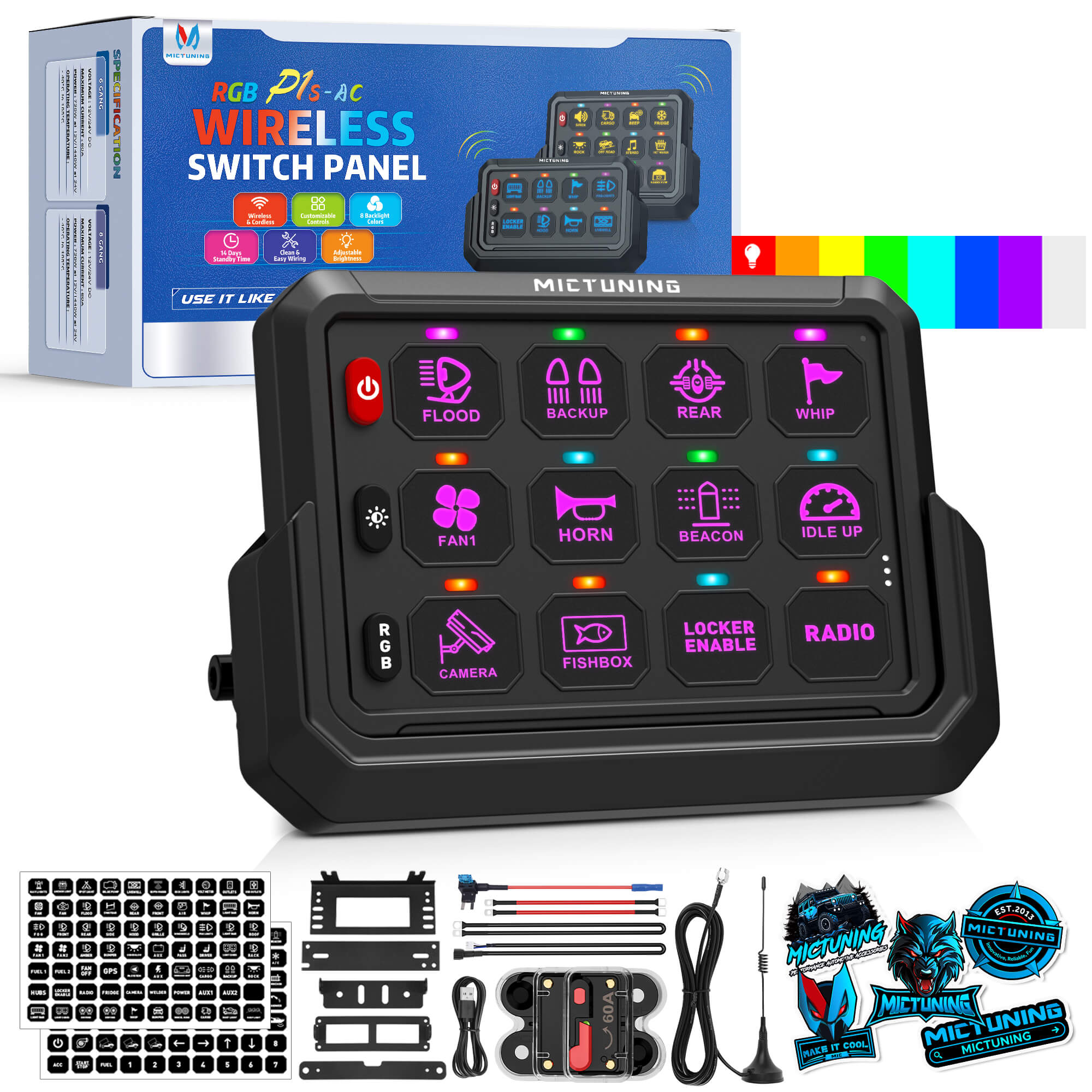 Wireless RGB 8/12 Gang Switch Panel P1s-AC MICTUNING