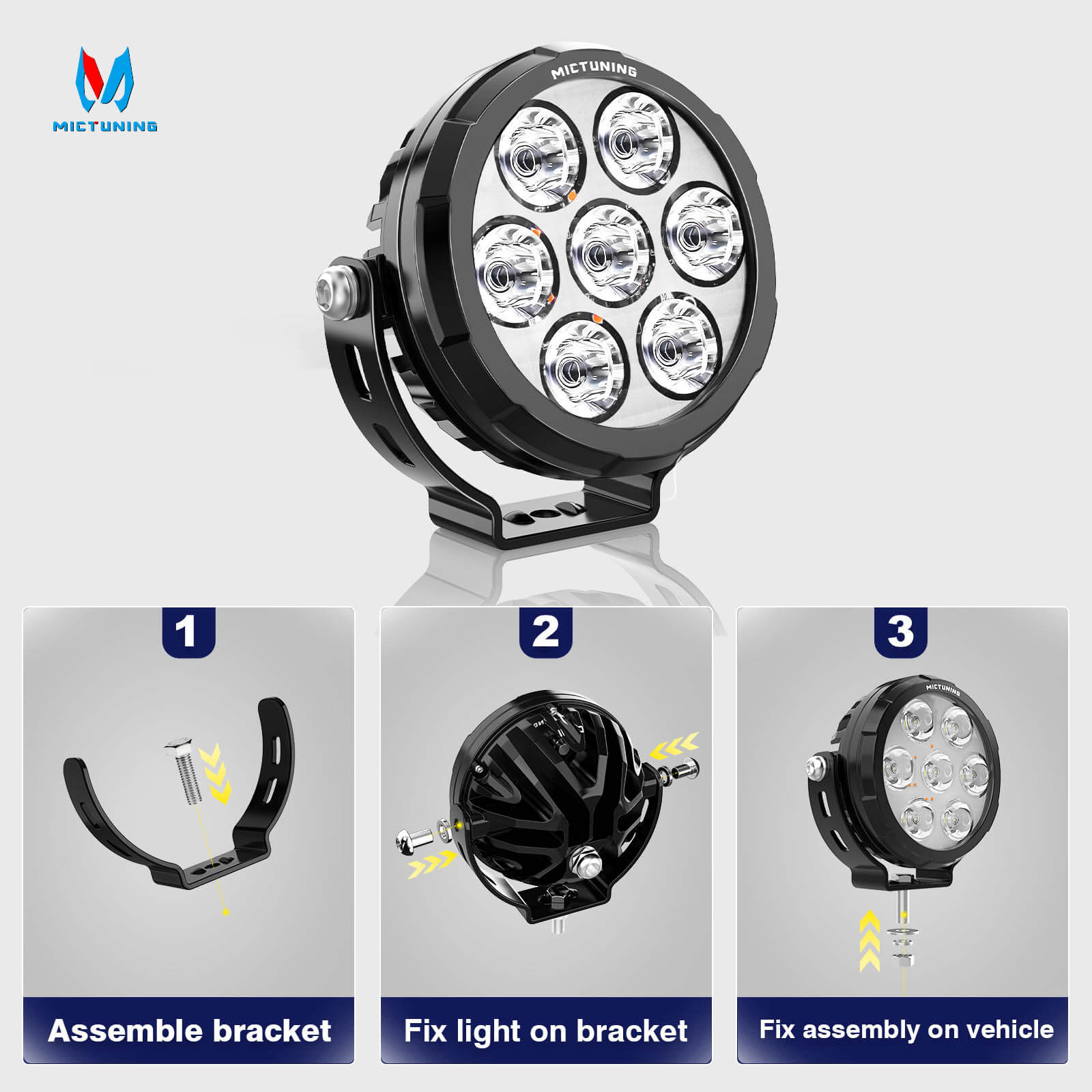 4.5 Inch Motorcycle LED Driving Lights With Amber Protection Cover,  IP68 Waterproof Fog Light Round Pods Offroad Work Spotlight, 2 Pack