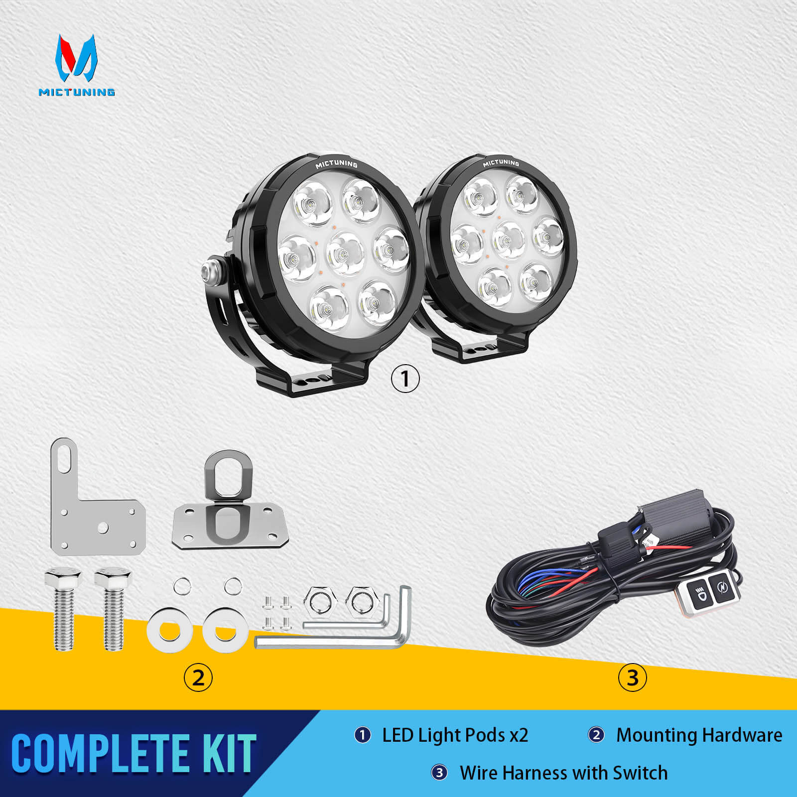 4.5 Inch Motorcycle LED Driving Lights With Amber Protection Cover,  IP68 Waterproof Fog Light Round Pods Offroad Work Spotlight, 2 Pack