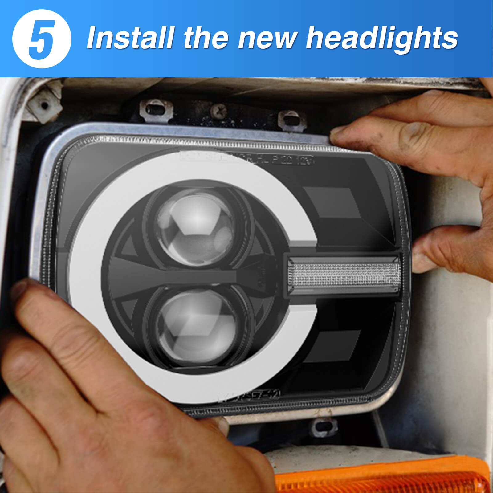 5x7"/7x6" Square LED Headlights, DOT Approved H6054 LED Headlights with Hi/Low Beam DRL Amber Turn Signal, For Jeep Wrangler Cherokee XJ YJ Nissan Toyota GMC, 2PCS