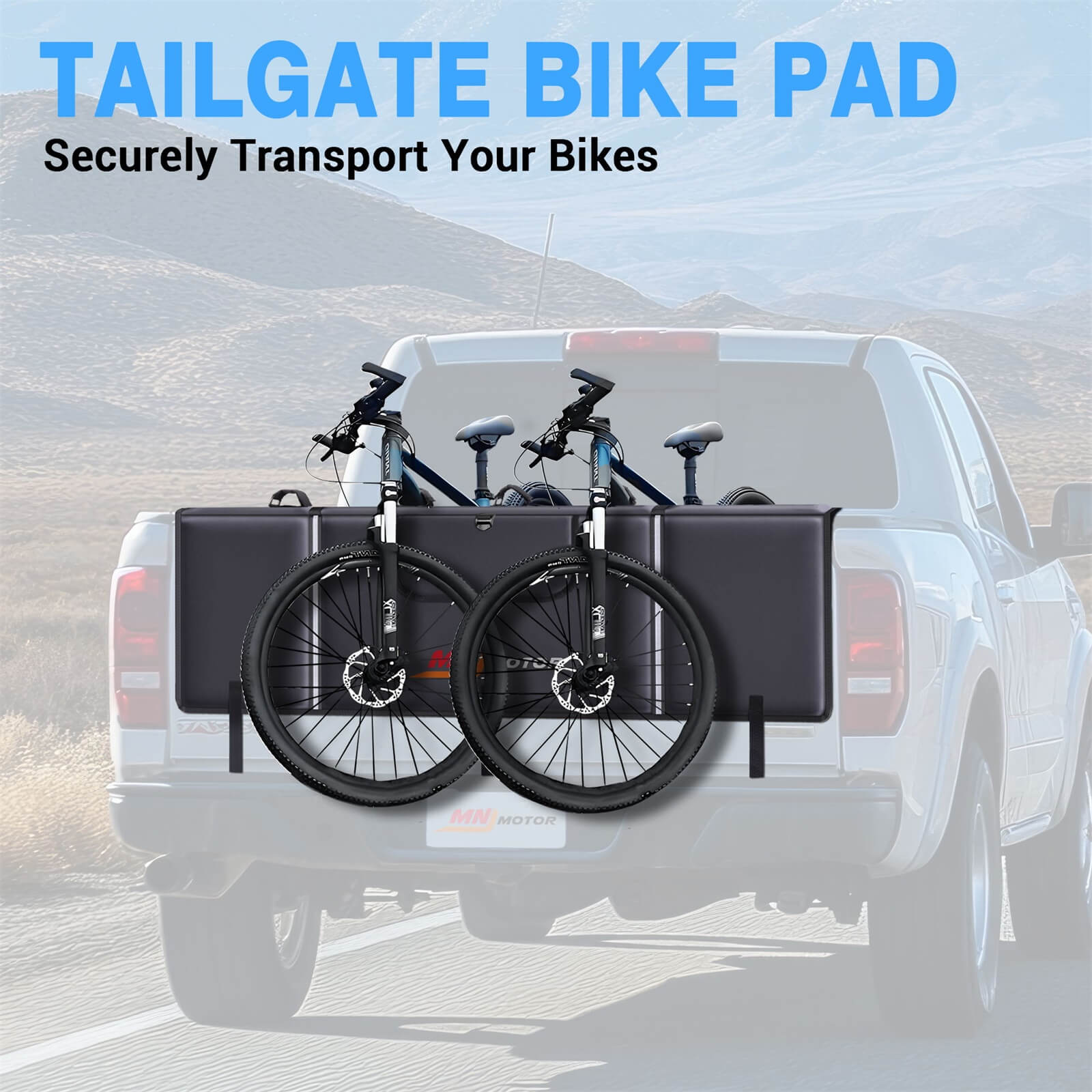 Tailgate Bike Pad for Mountain Bike, Secure 2 Bikes/5 Bikes on Truck, with Reflective Strips and Tool Pocket