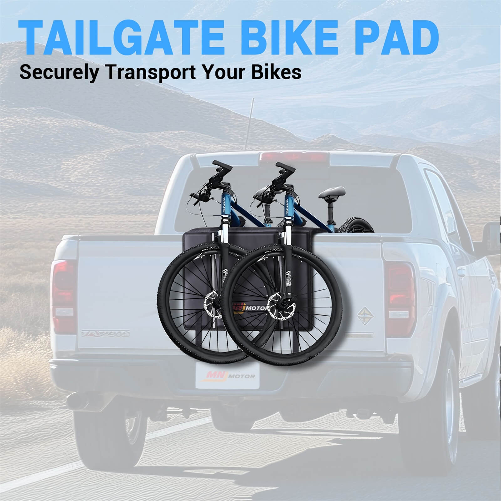 Tailgate Bike Pad for Mountain Bike, Secure 2 Bikes/5 Bikes on Truck, with Reflective Strips and Tool Pocket