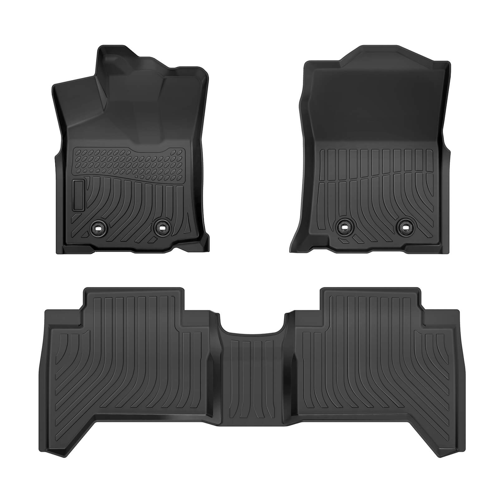 For Toyota Tacoma 2018-2023 Double Cab Floor Mats, 1st & 2nd Row Liner Set, Custom Fit TPE All Weather Car Liners