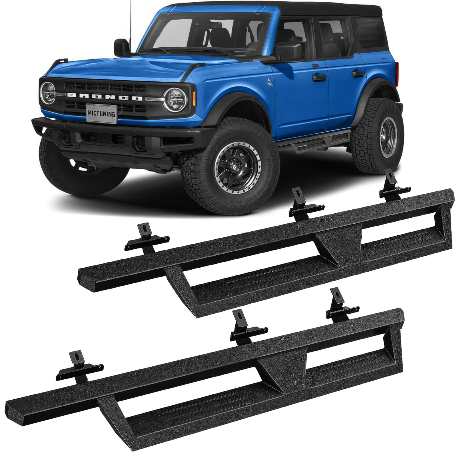 2021-2022 Ford Bronco 4 Door Side Running Boards, Heavy-Duty Side Steps