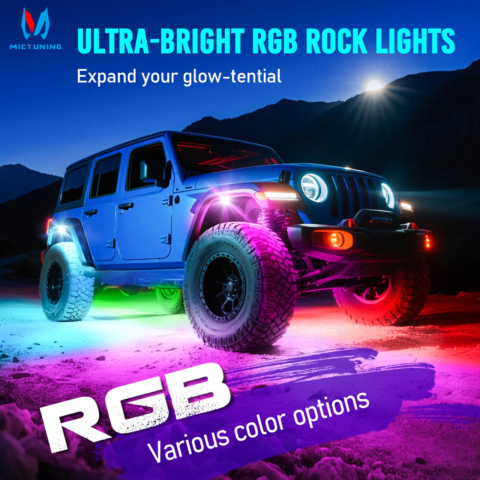 MS-W Slim Wireless Switch Panel Up to 208FT Range 6 Gang/8 Gang Bundle with Q1 Max RGB+IC Rock Lights Chasing Dream Color 8-24 Pods