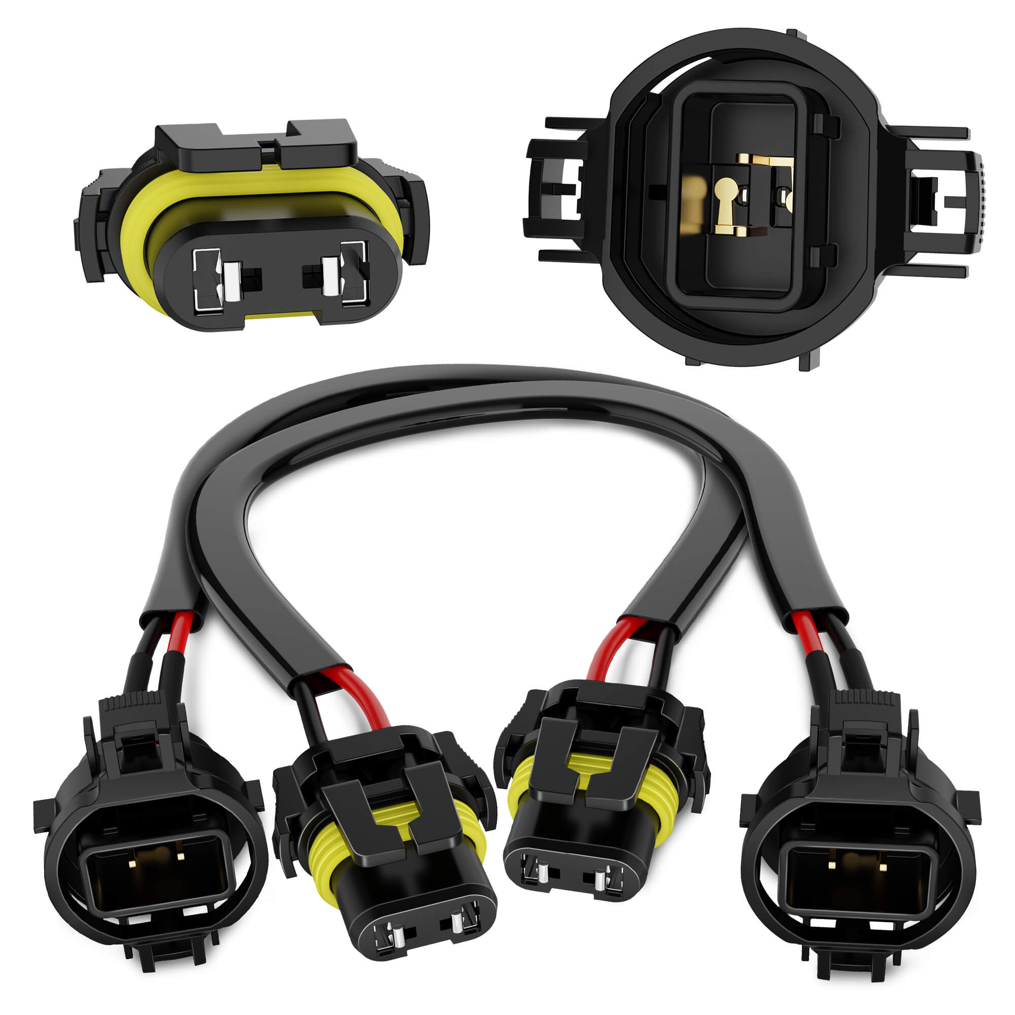 ꕤ MICTUNING 5202 H16 Male to 9006 9005 Female Wire Harness Socket Connec