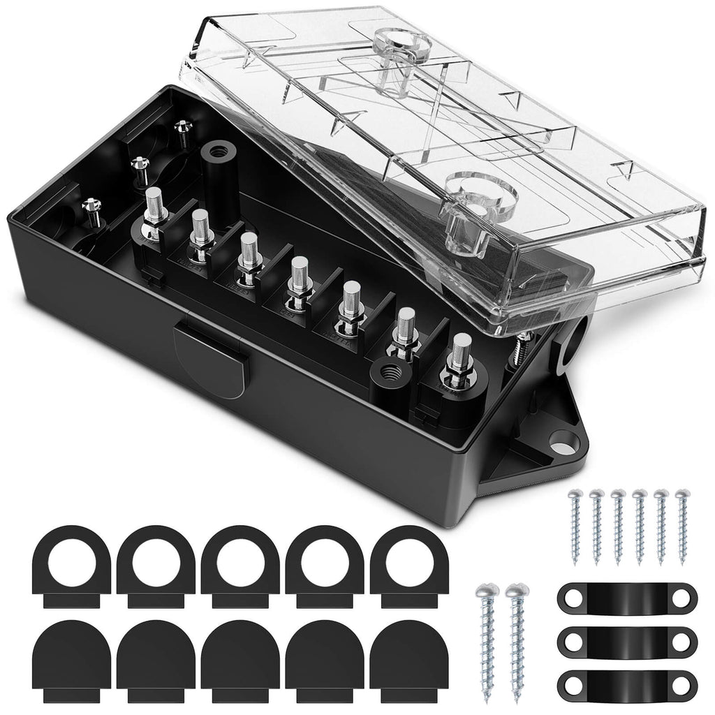 7 Connection Box MICTUNING 7 Way Electrical Trailer Junction Box with See-Through Lid, 7 ...