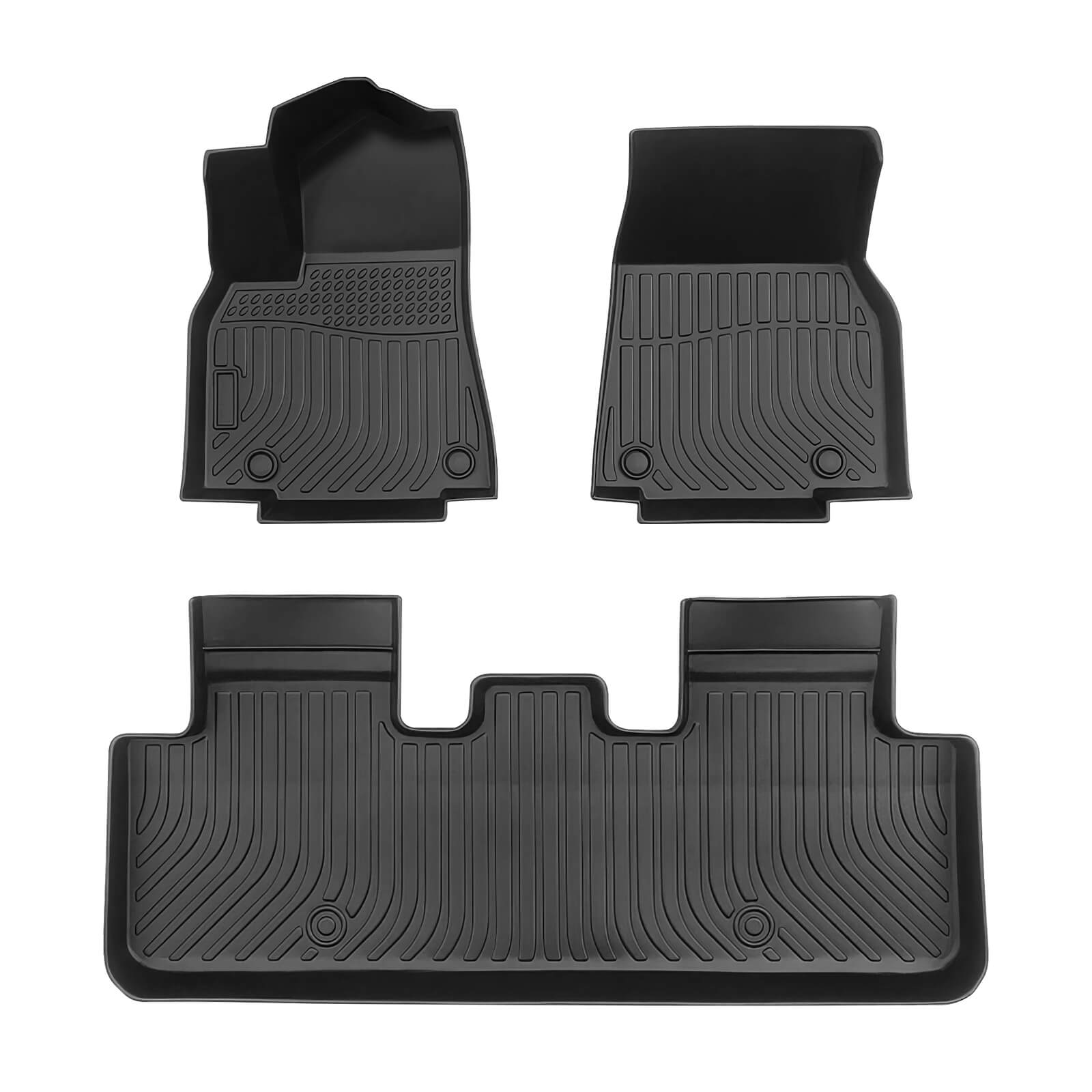 For Tesla Model Y 5 Seat 2021-2023 Floor Mats, 1st, 2nd Row & Trunk Mat Liner Set, Custom Fit TPE All Weather Car Liners