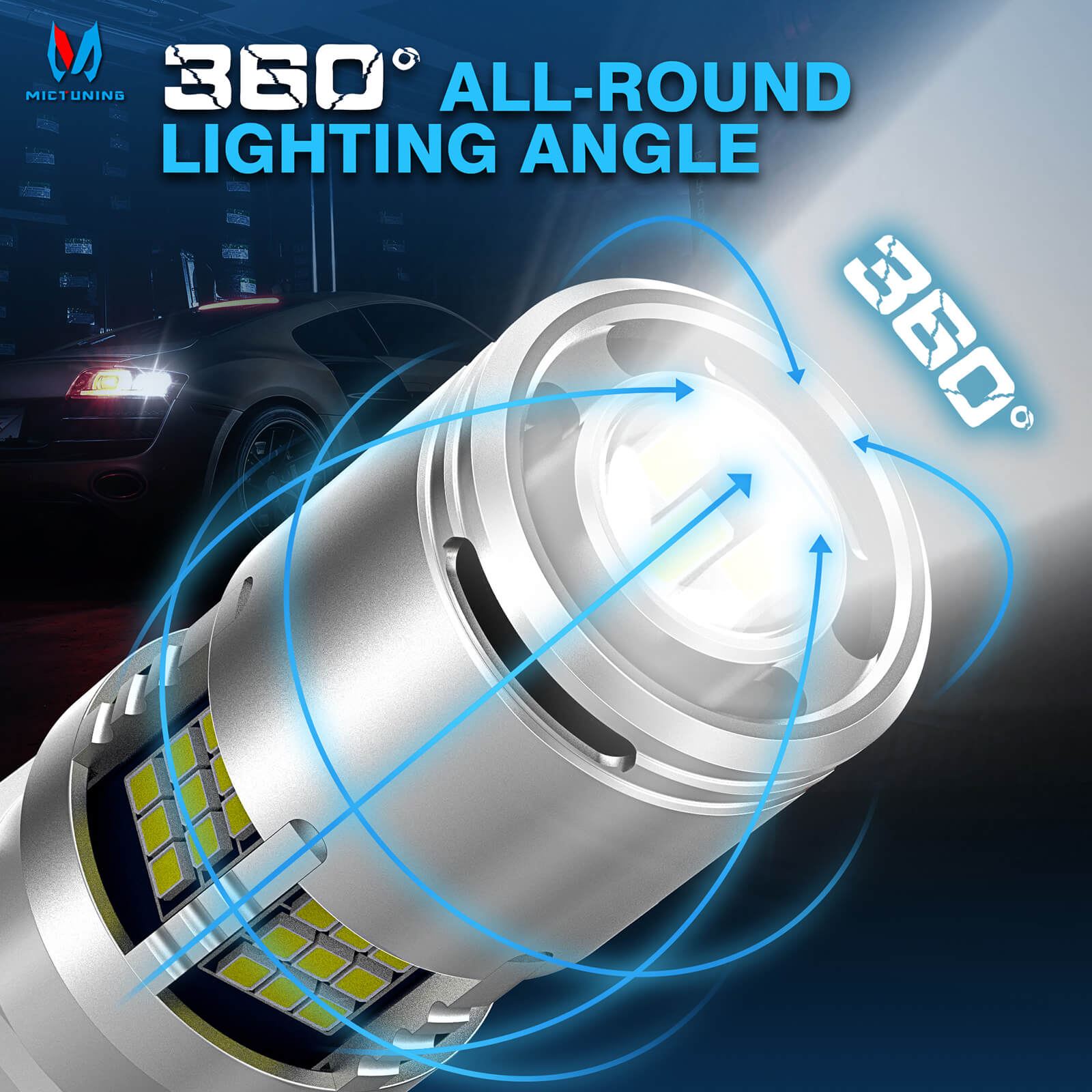 T25 3156 3157 LED Bulbs LED Bulb 2016 SMD Chip, 3056 3356 3057 Backup Light Bulbs with Condenser Lens Canbus Error Free for Reverse Tail Light, 6000K Xenon White (Pack of 2)