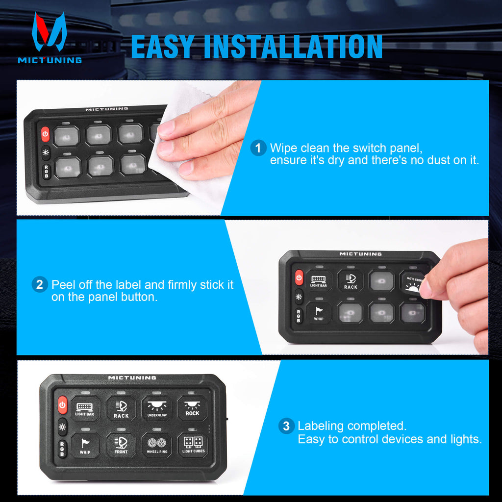 MICTUNING 140PCS Switch Panel Stickers for P1s P1s-X P1B 6/8/12 Gang ...