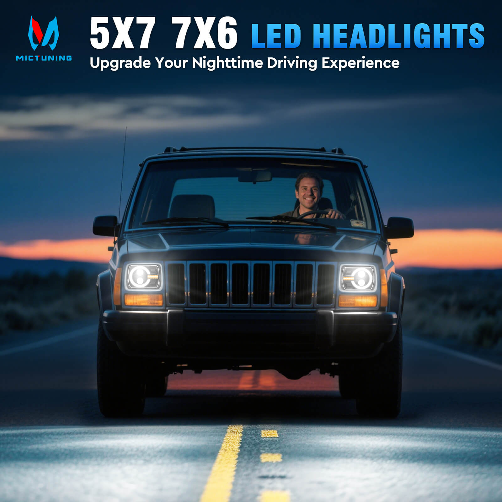 5x7"/7x6" Square LED Headlights, DOT Approved H6054 LED Headlights with Hi/Low Beam DRL Amber Turn Signal, For Jeep Wrangler Cherokee XJ YJ Nissan Toyota GMC, 2PCS