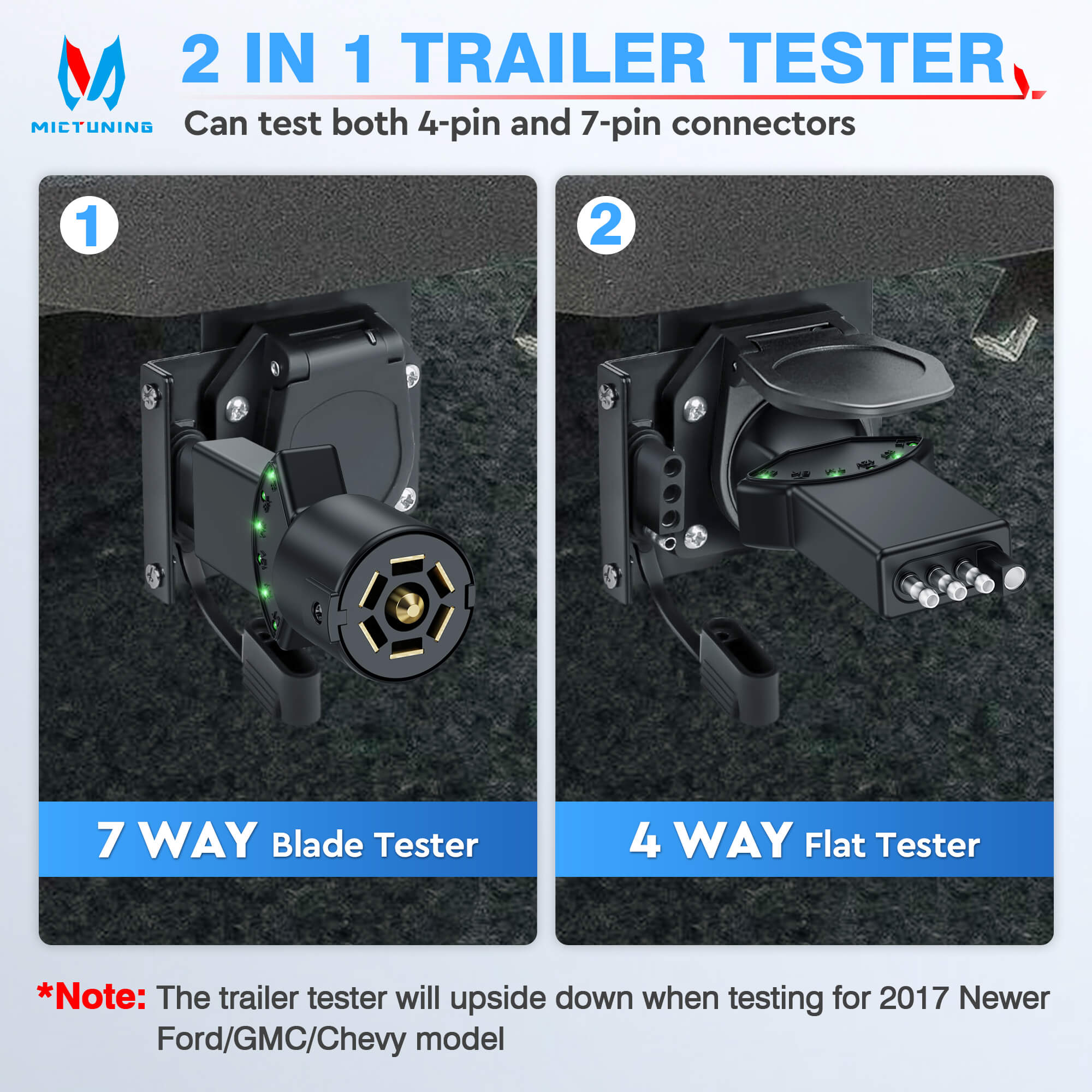 4 and 7 Pin Trailer Plug Tester, Multi-Function 7 Way Blade & 4 Pin Flat Trailer Light Circuit Tester with 6 LED Indicators