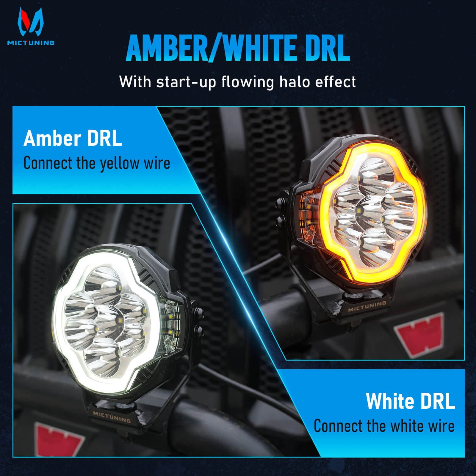 K6 4 Inch 160W LED White Light Pods Bundle with K8 Halo Ultra Pod Light, Offroad Driving Beam/Spot Beam, 4 Inch/5 Inch