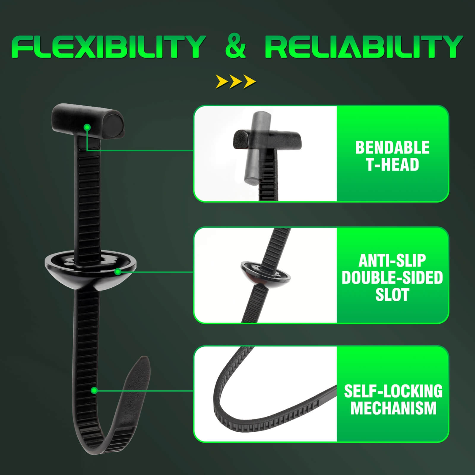 Nylon Universal Cable Tie Buckle, Multifunctional Snap Fit Nylon Clips, UV Resistant Car Zip Ties Clips (150pcs)