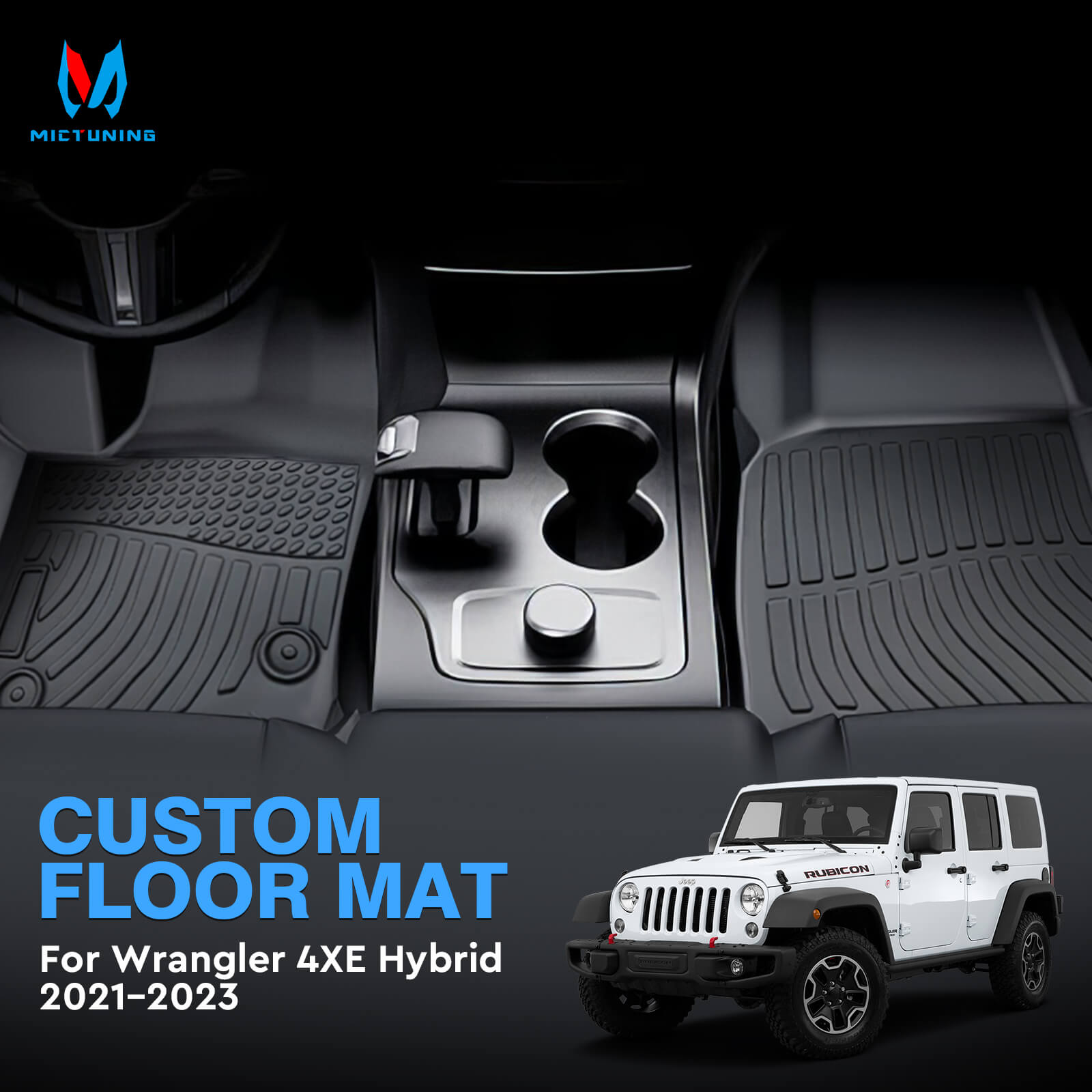Jeep Wrangler 4XE Hybrid 2021-2023 Floor Mats, 1st & 2nd Row Liner Set Custom Fit